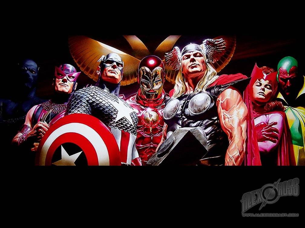 Avengers Alex Ross Painting - HD Wallpaper 