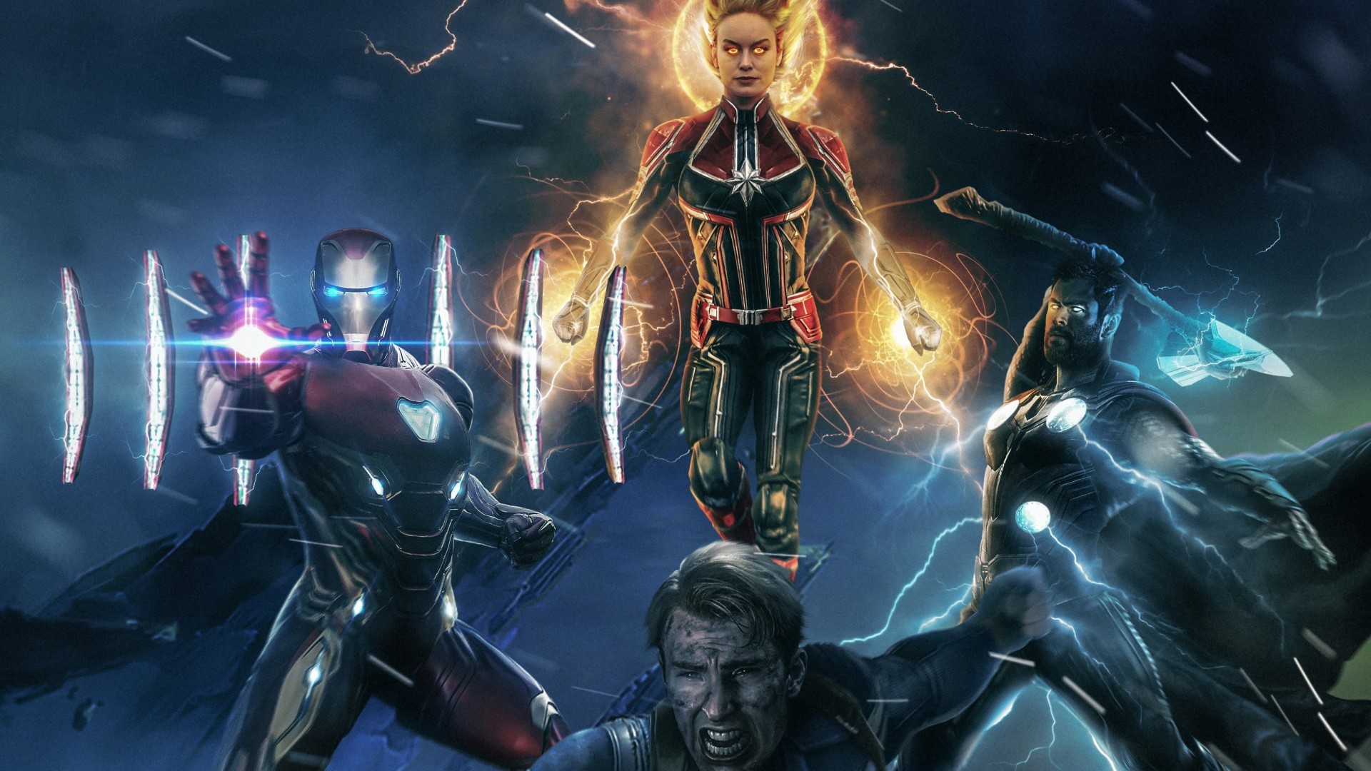 Avengers 4 Captain Marvel Iron Man Thor Captain Captain America Thor Iron Man Endgame 19x1080 Wallpaper Teahub Io