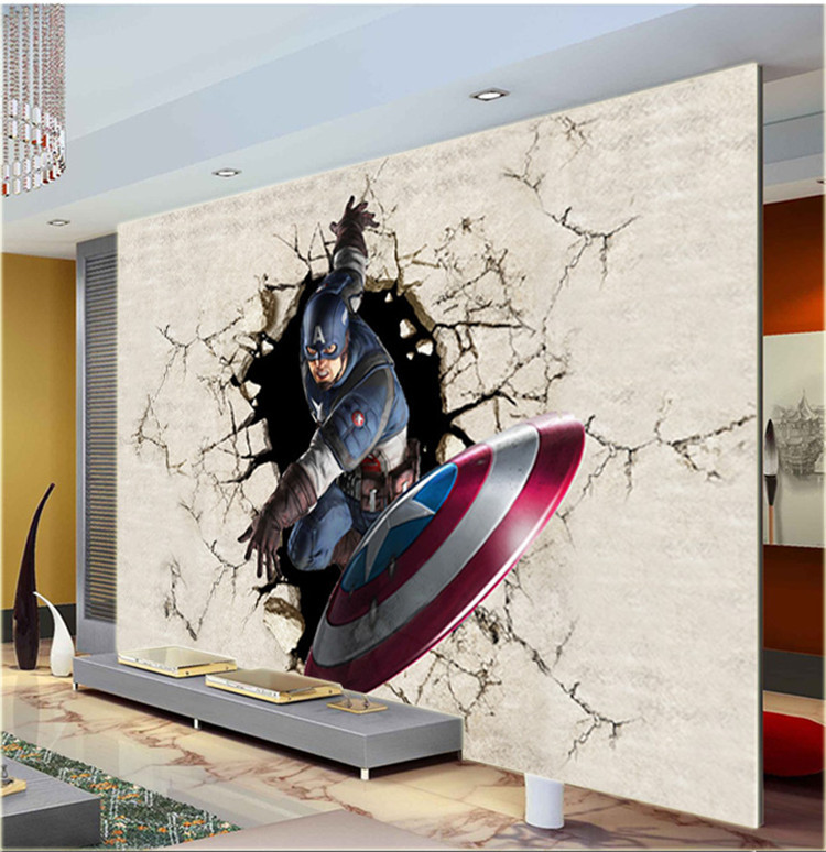 3d View Wallpaper Captain America Photo Wallpaper Silk - Avengers Wallpaper On Wall - HD Wallpaper 
