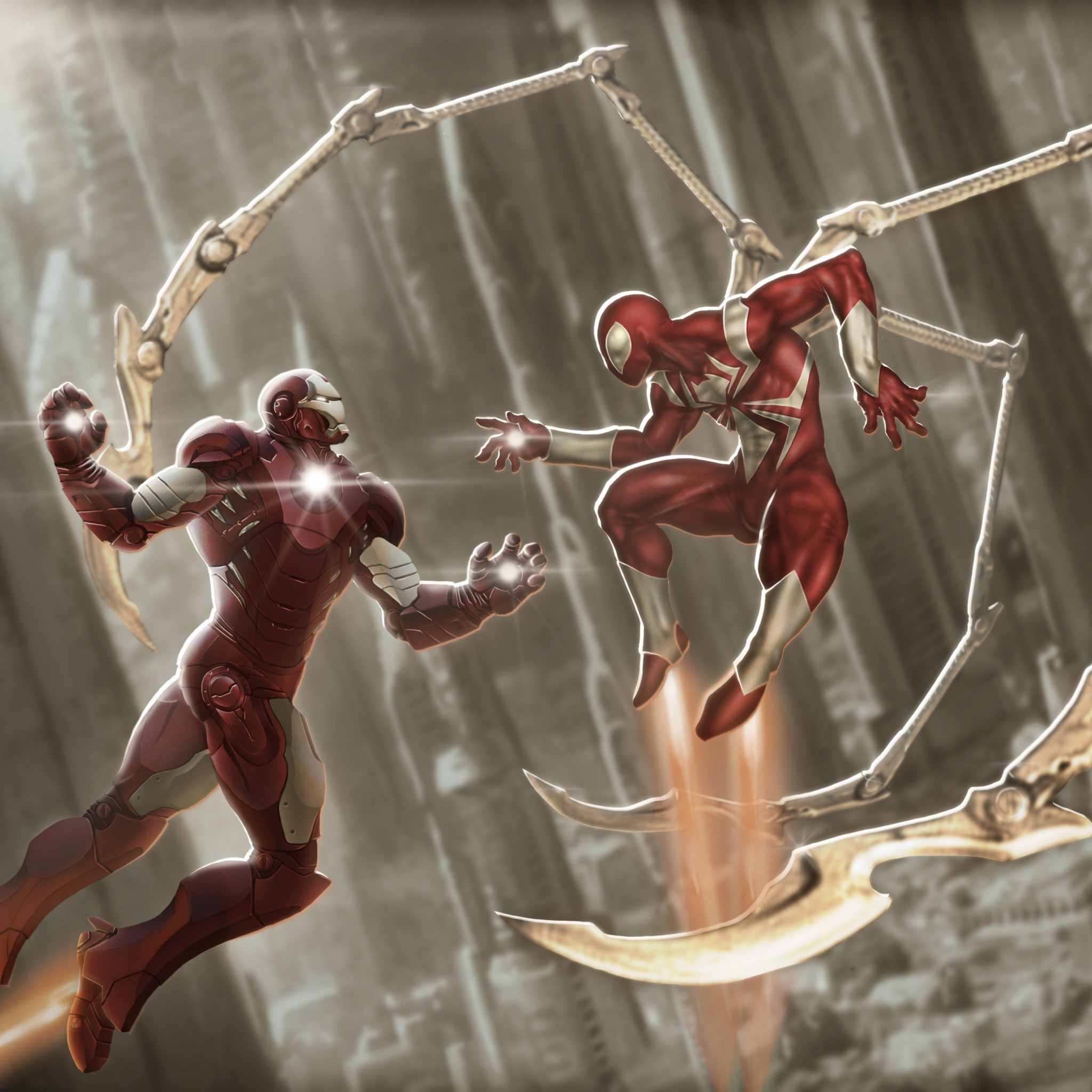 Iron Man Spiderman Ipad - HD Wallpaper 