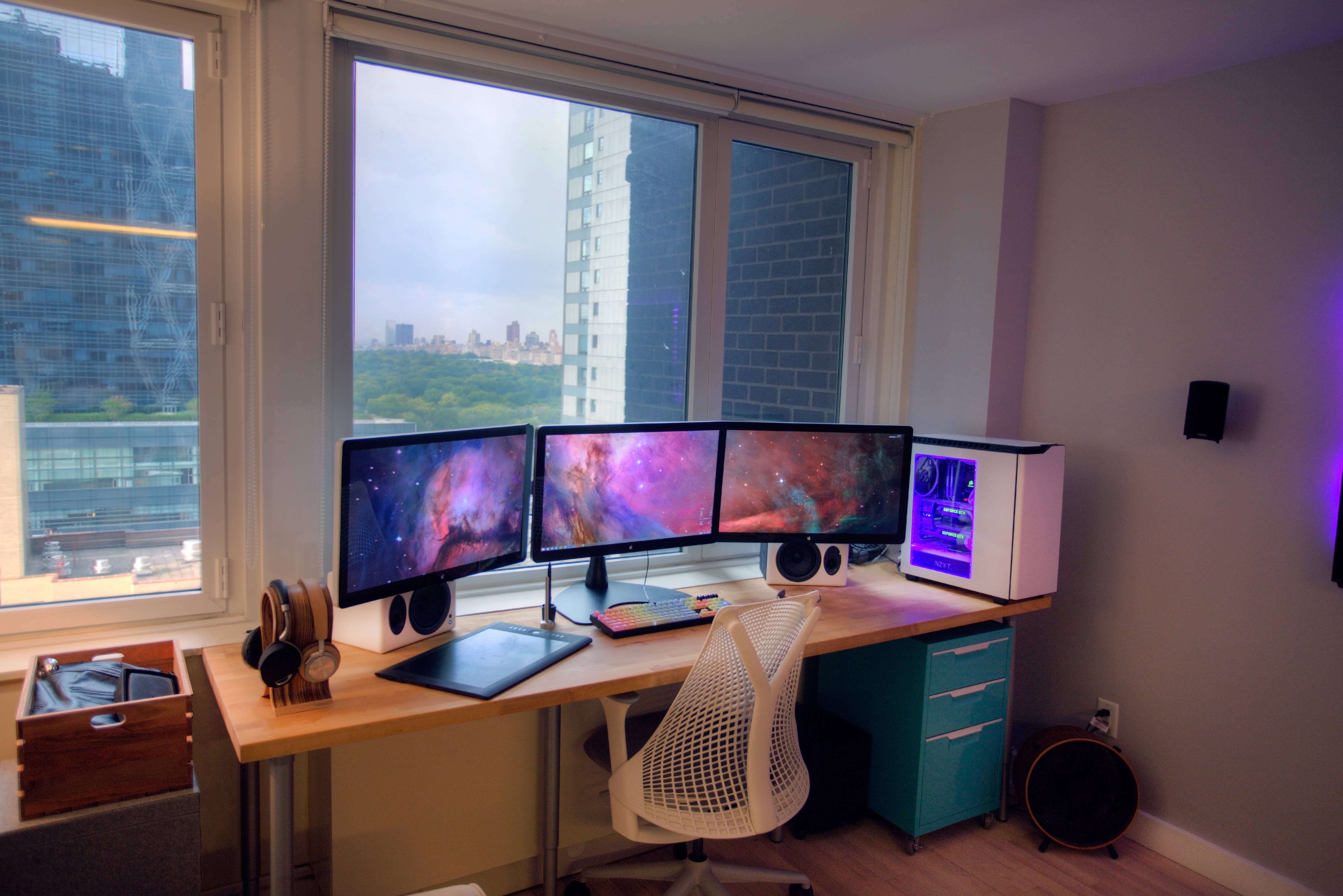 Triple Monitor Wallpaper Setup 5582x3724, - Triple Monitor Gaming Room - HD Wallpaper 