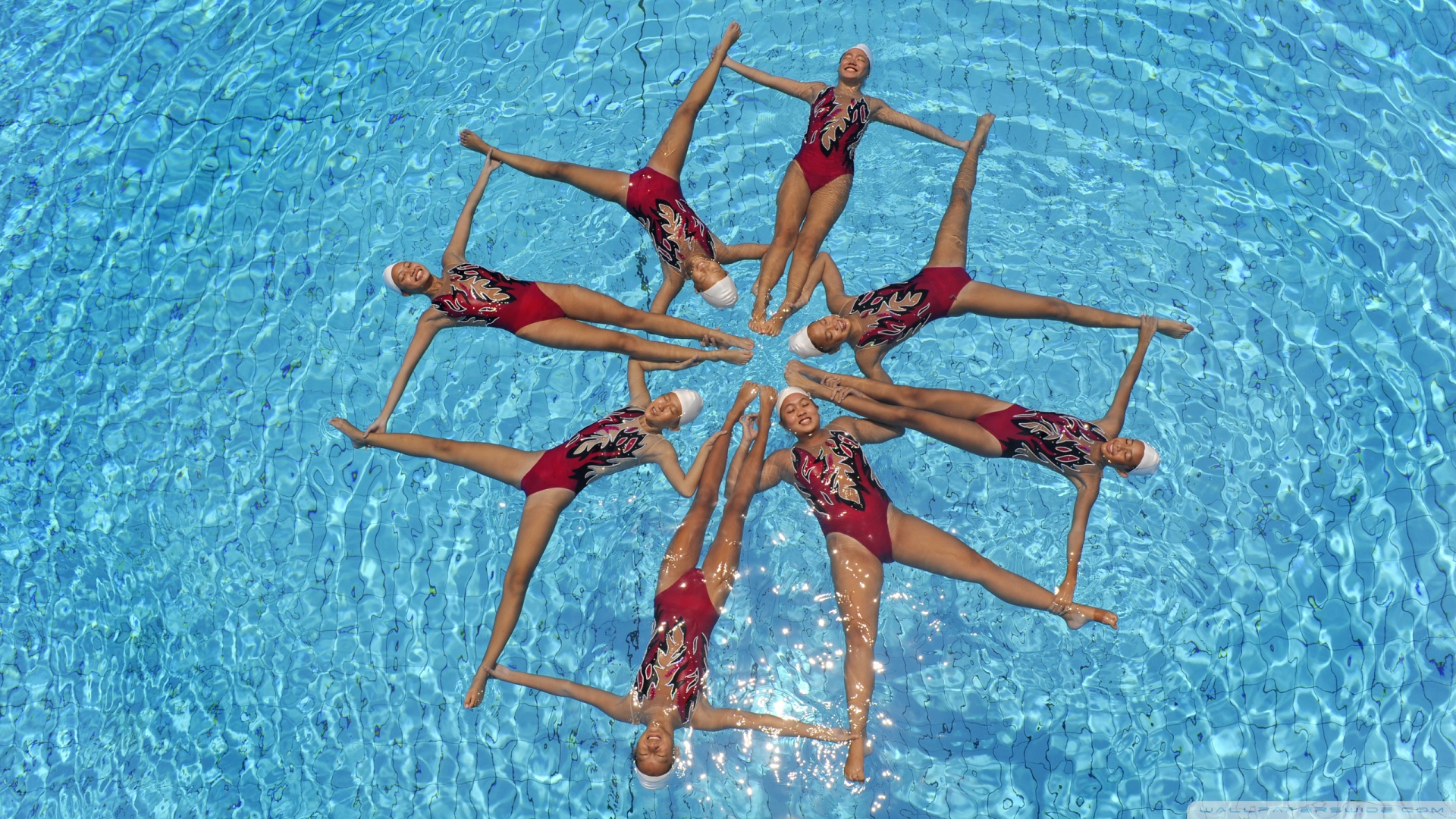Synchronized Swimming From Top - HD Wallpaper 
