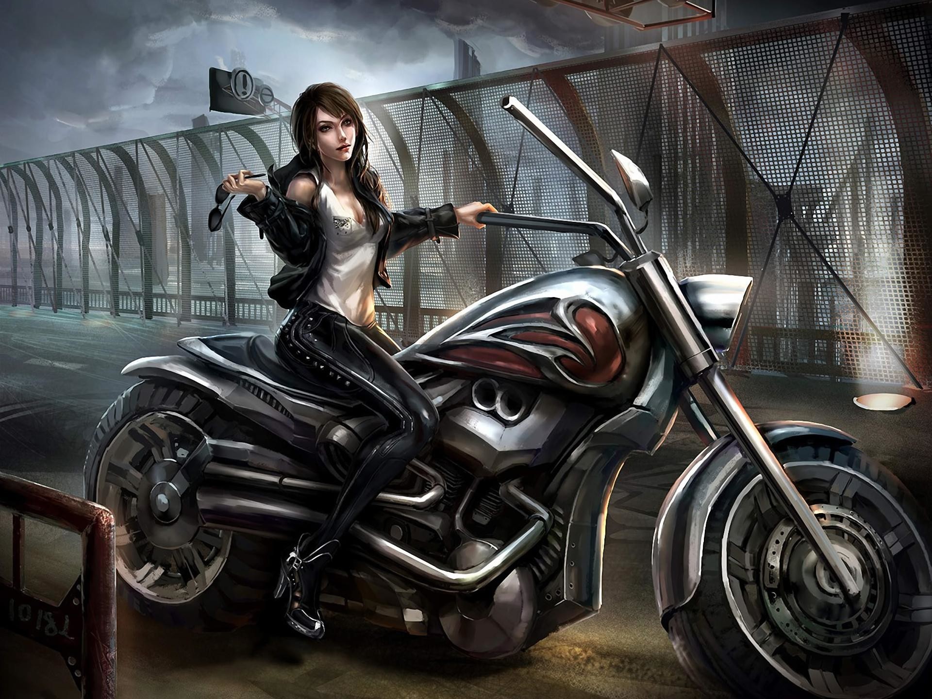 Hd Motorcycle Girl Wallpaper - Anime Girl With Bike - HD Wallpaper 