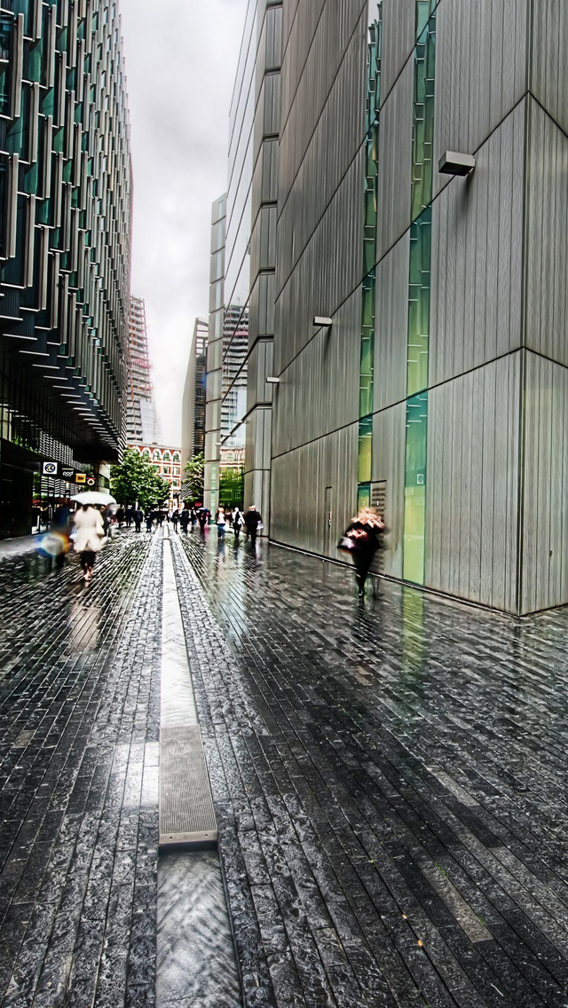 London Street Rainy Weather Iphone Wallpaper - Rainy London Wallpaper Iphone - HD Wallpaper 