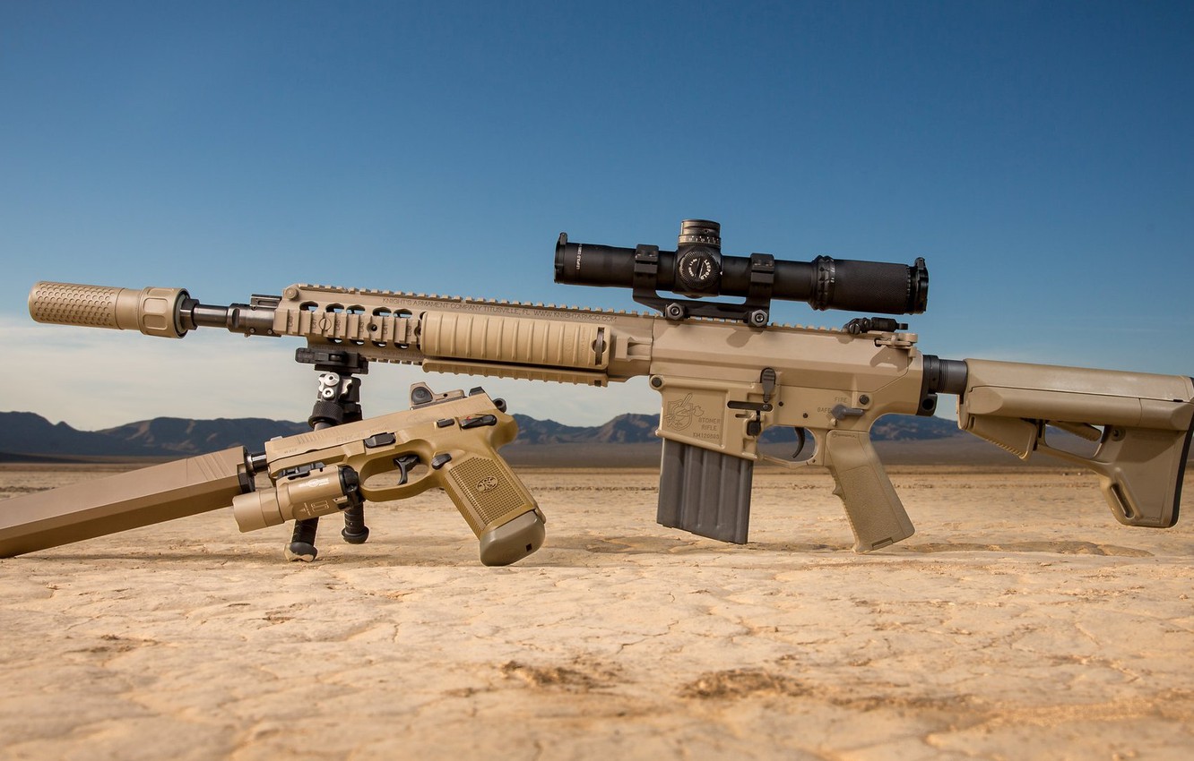Photo Wallpaper Weapons, Pistol, Rifle, Weapon, Muffler, - Custom Ar 15 - HD Wallpaper 