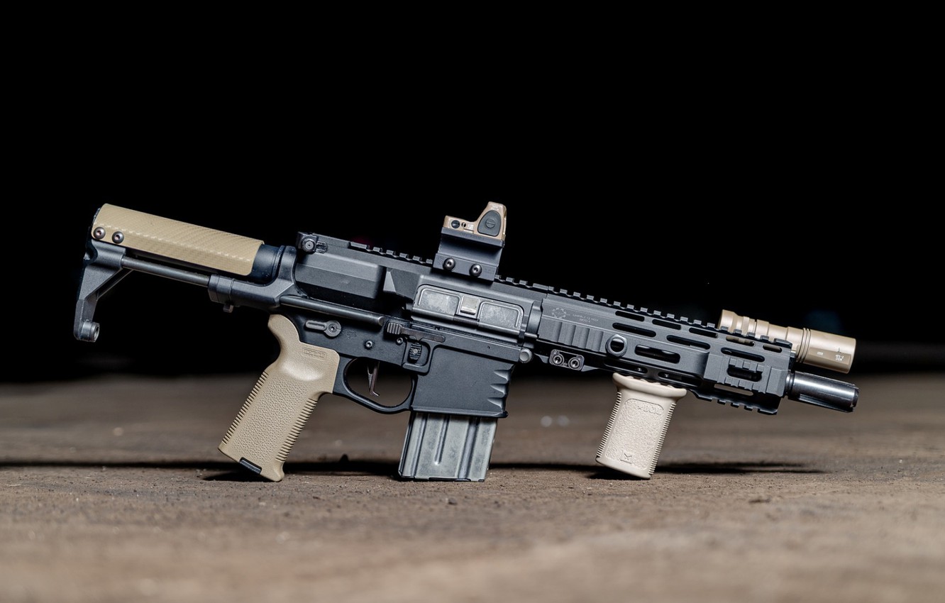 Photo Wallpaper Weapons, Rifle, Weapon, Custom, M16, - Custom Ar 15 Assault Rifle - HD Wallpaper 