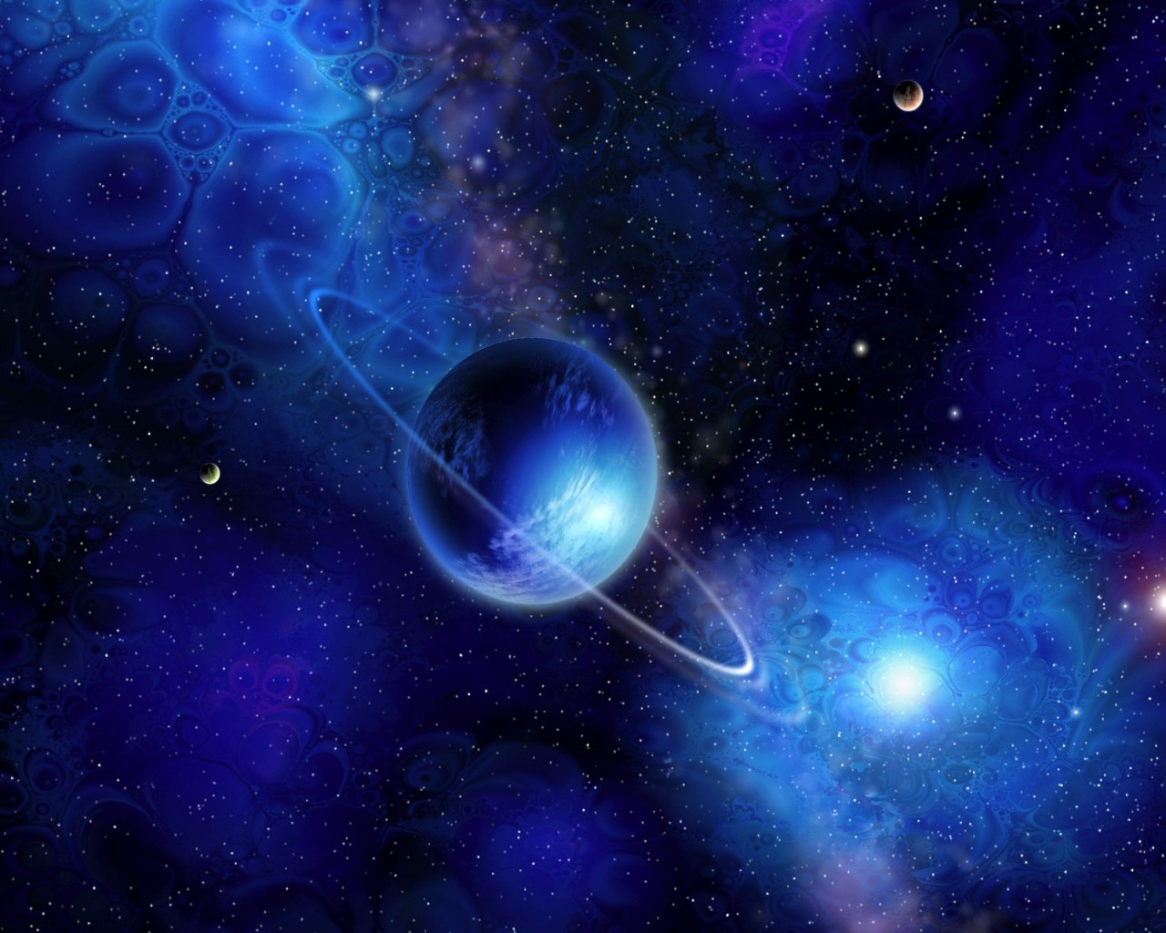 Blue Galaxies With Planets - HD Wallpaper 