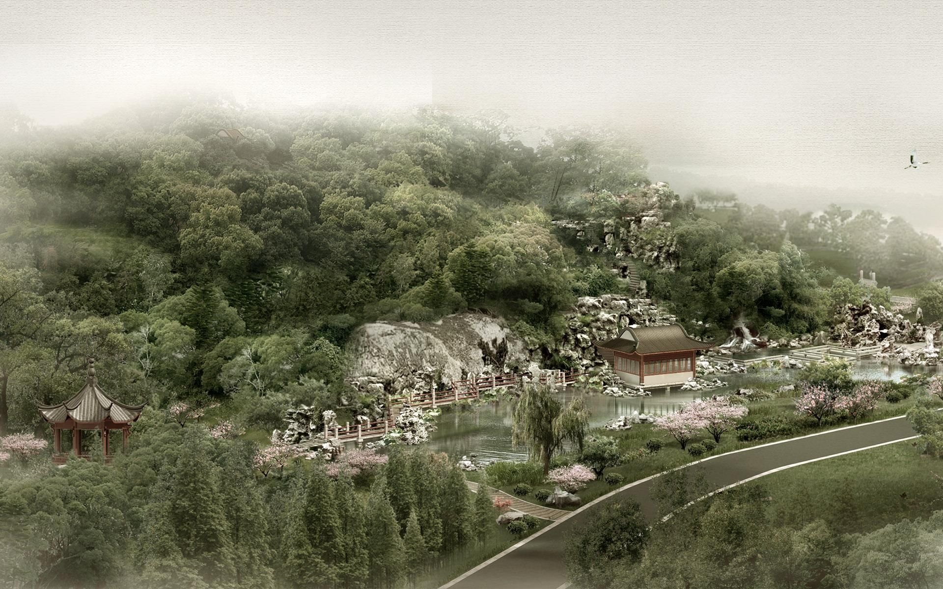 Chinese Landscape Art - HD Wallpaper 