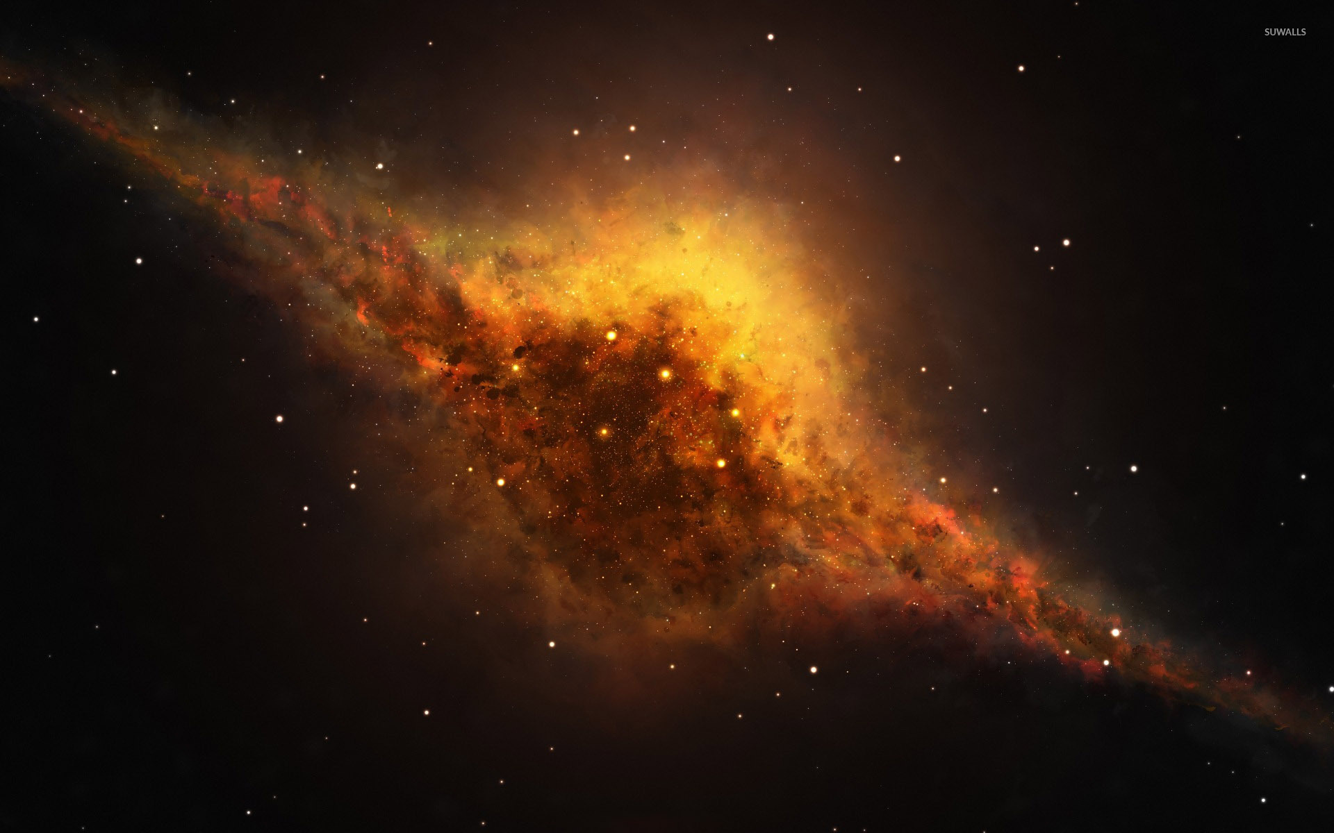 Red And Yellow Nebula - HD Wallpaper 
