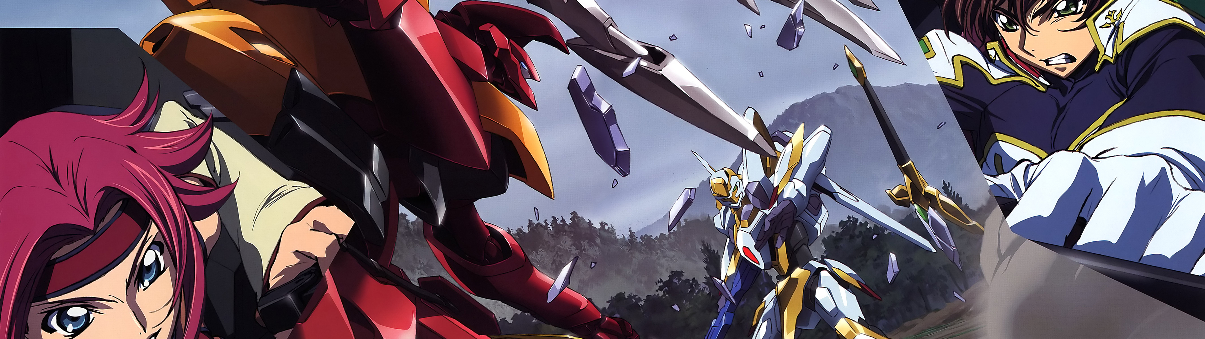 Dual Monitor Anime - Code Geass Guren Vs Lancelot - HD Wallpaper 