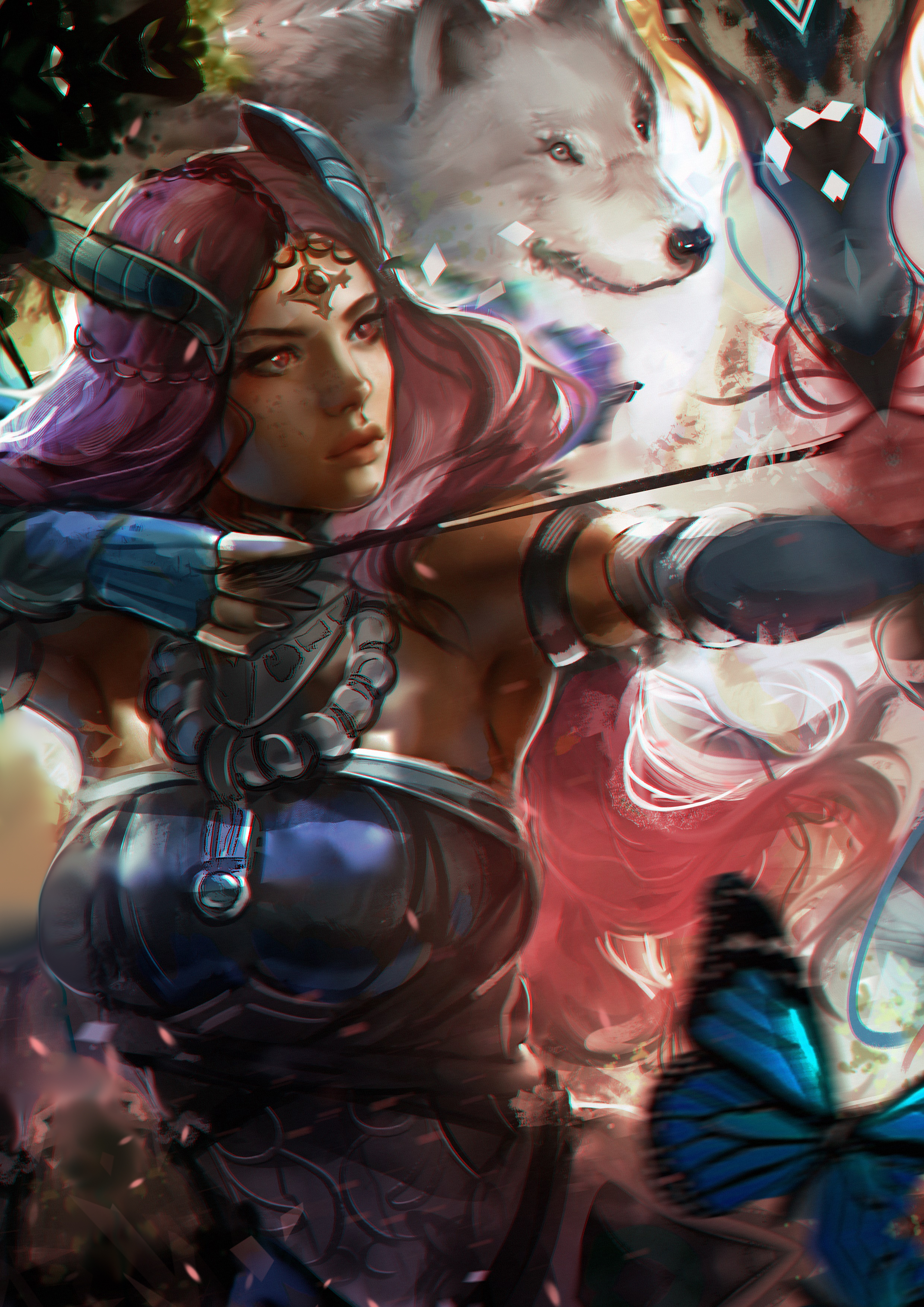 Red Haired Archery Girl Fantasy - HD Wallpaper 