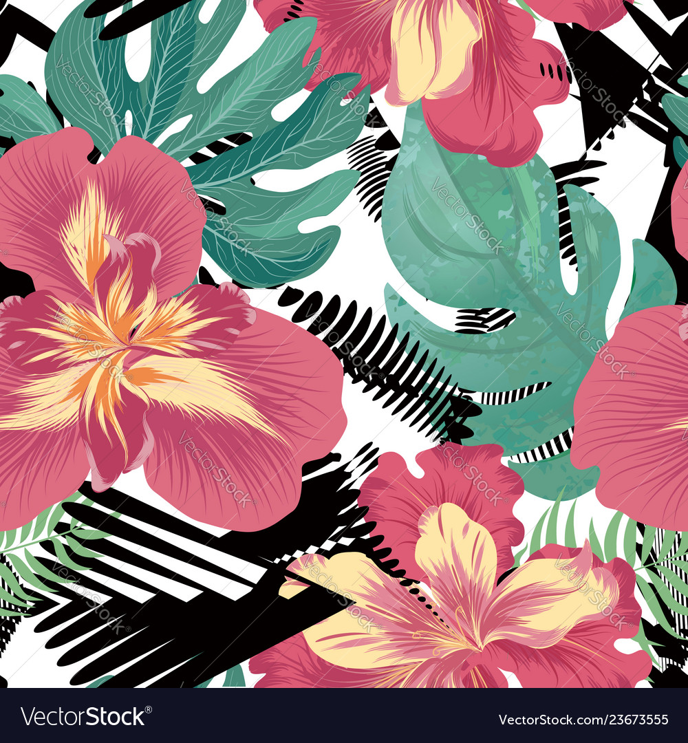 Pattern Tropical Flowers - HD Wallpaper 