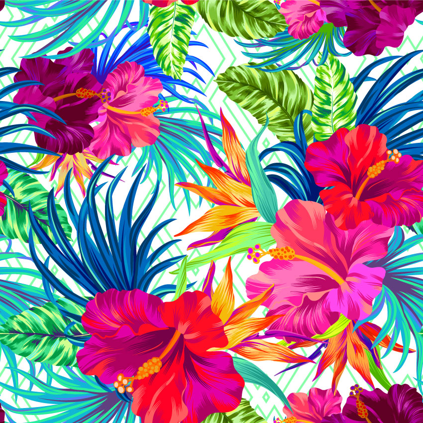 Vibrant Tropical Paradise Wallpaper - Colorful Detailed Patterns - HD Wallpaper 