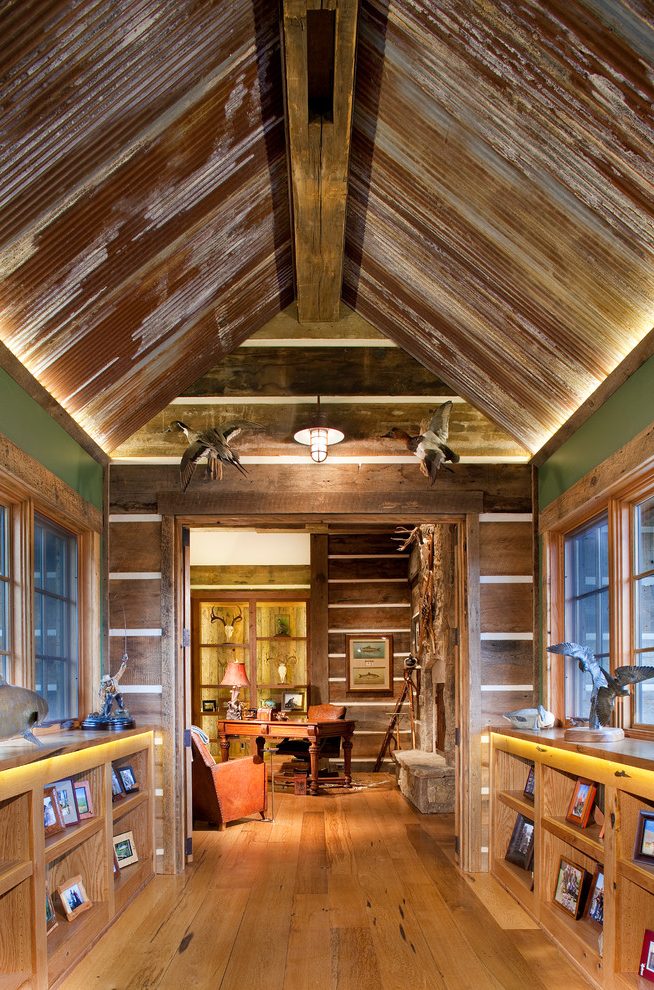 Rusted Tin Hall Rustic With Timber Frame Traditional ...