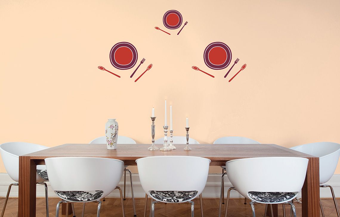 Bon Appetite Stencils On Pink Wall - Canvas Painting Ideas For Dining Room - HD Wallpaper 