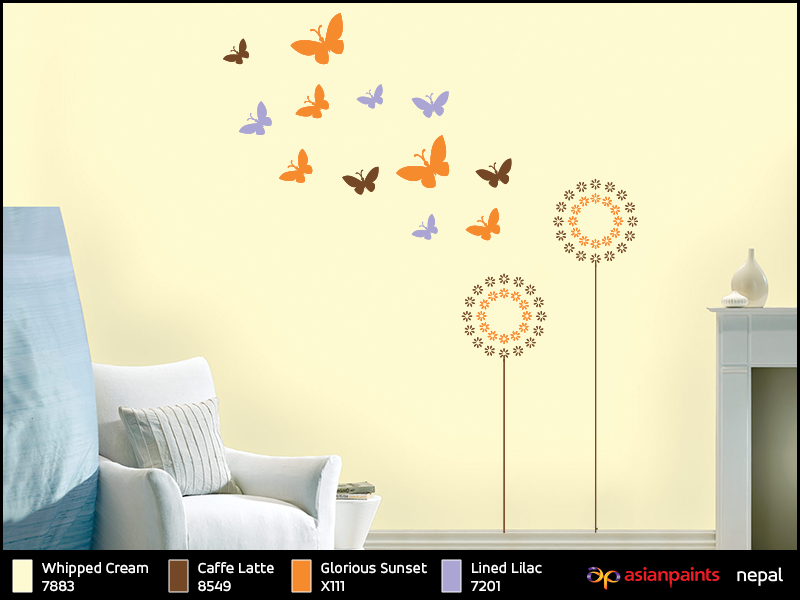 Butterfly Stencil Design On Wall - HD Wallpaper 