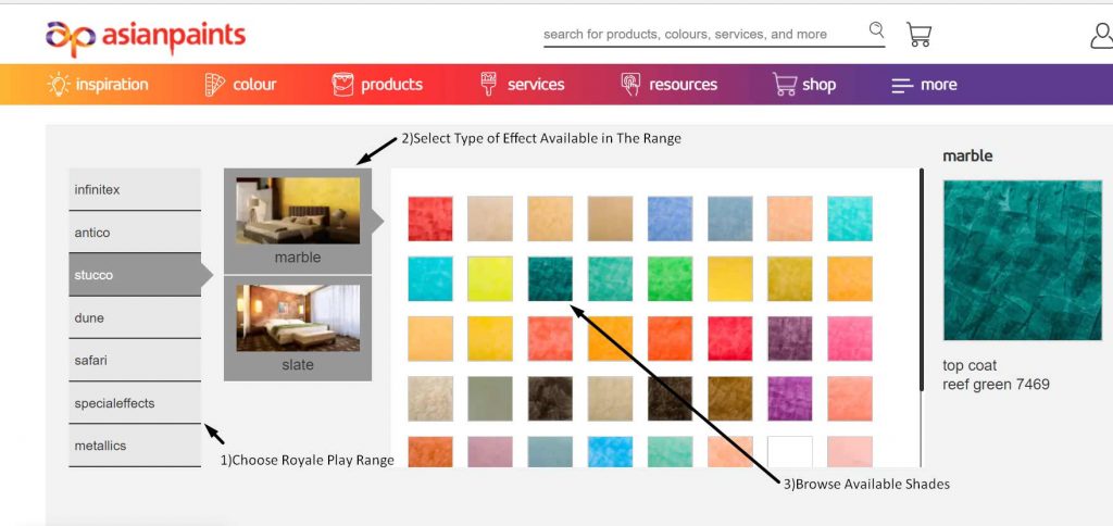 Steps To Use The Asian Paints Texture Catalog - Colour Asian Paints Royale - HD Wallpaper 