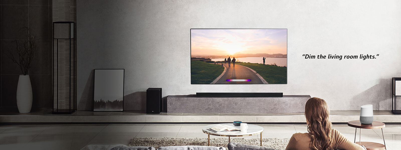 Dim The Living Room Lights - Smart Tv In A Room - HD Wallpaper 