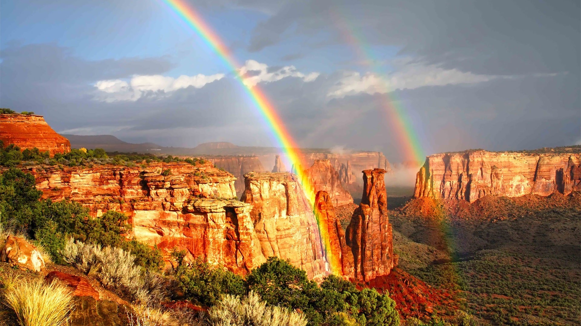 Beautiful Rainbow Scenery Hd Wallpapers - Rainbows In Nature - HD Wallpaper 