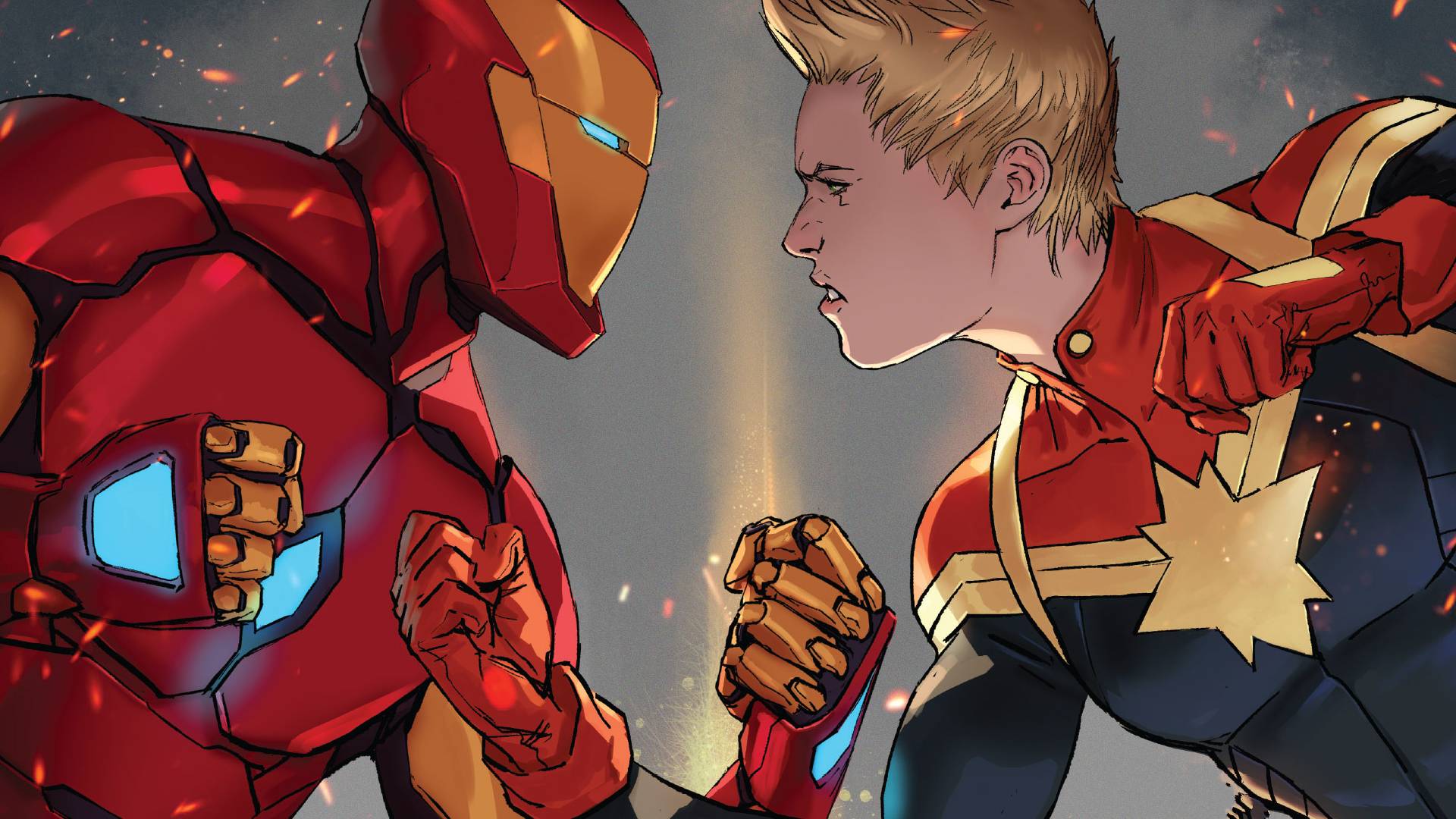 Iron Man And Captain Marvel - HD Wallpaper 