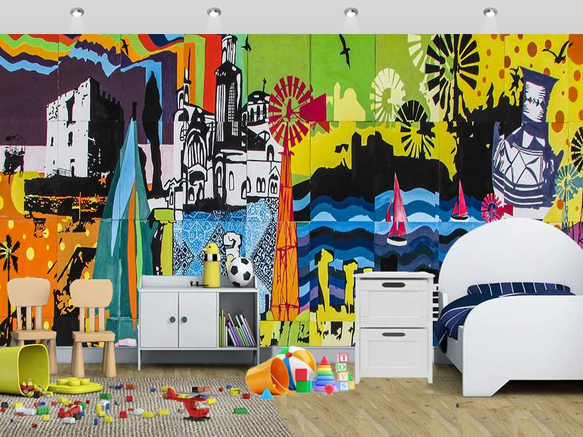 Cyprus Colourful Amazing Graffiti Wall Mural Kids - Skull Wall Mural - HD Wallpaper 