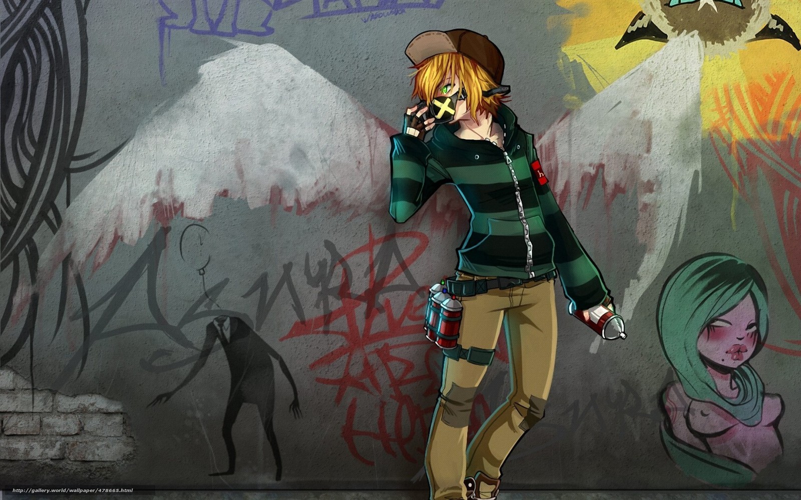 Download Wallpaper Art, Guy, Dressing, Container Free - Anime Guy Anime Graffiti - HD Wallpaper 