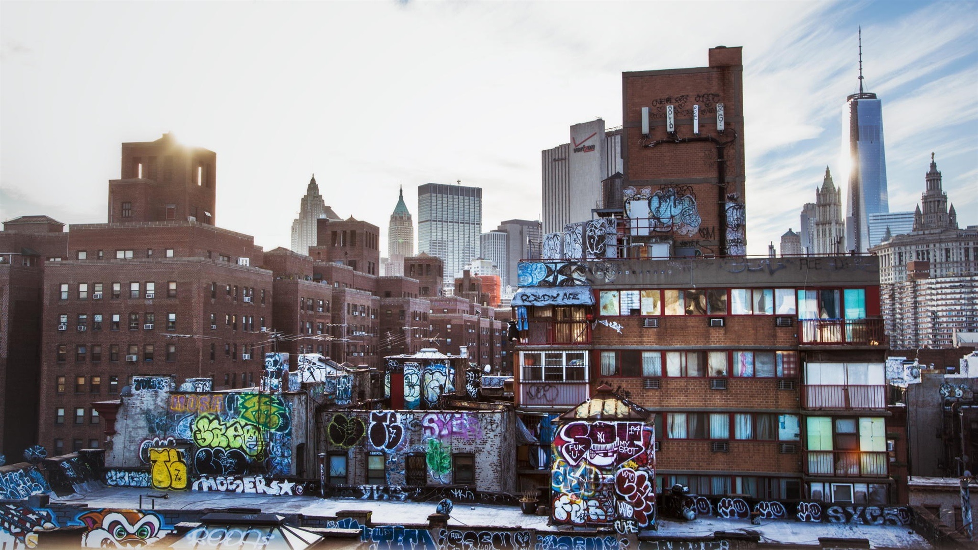 Wallpaper New York, Usa, City, Skyscrapers, Graffiti, - Chinatown - HD Wallpaper 