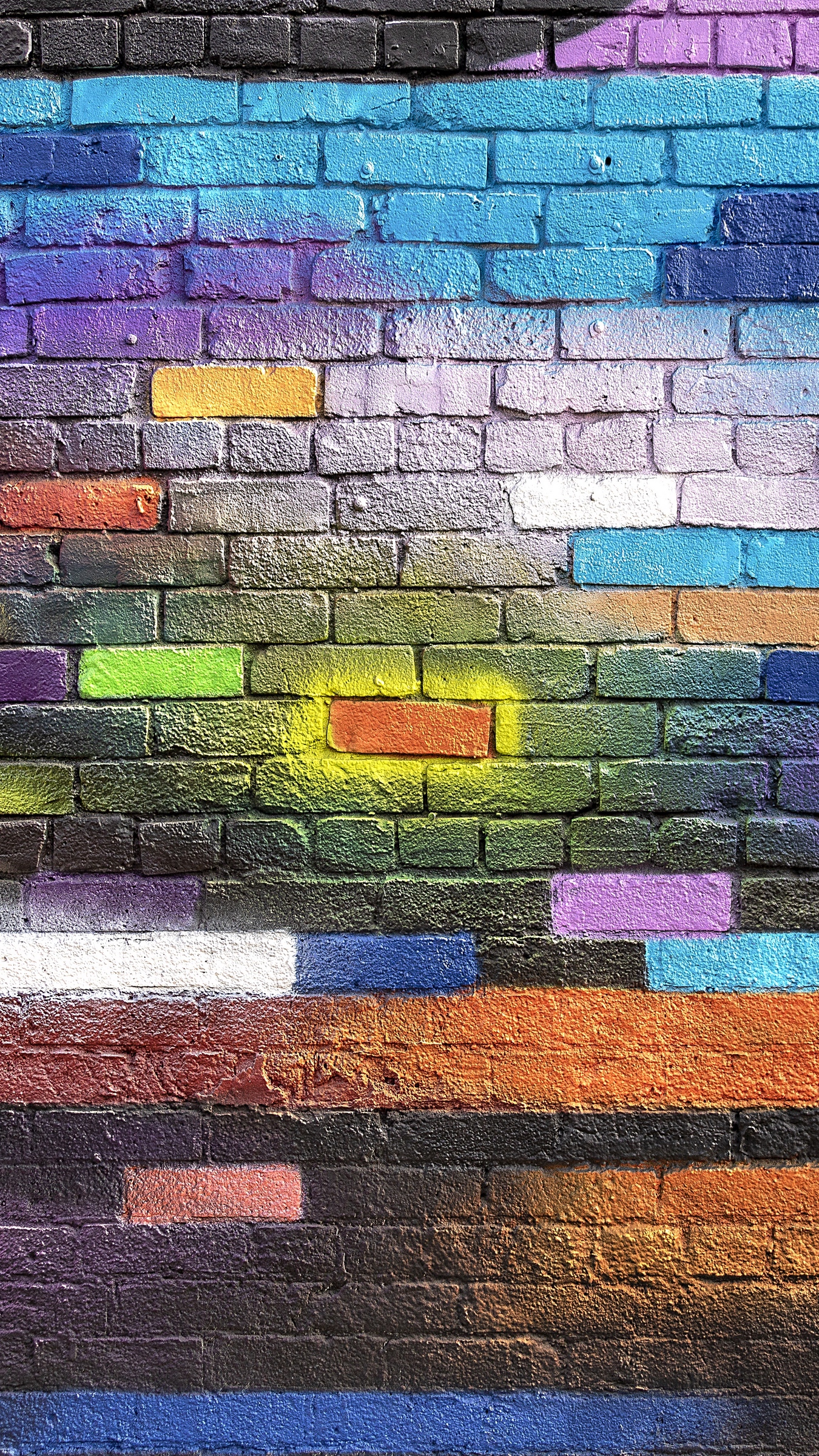 Wallpaper Wall, Brick, Colorful, Paint, Street Art, - Graffiti Brick Wall  Background Hd - 1350x2400 Wallpaper 