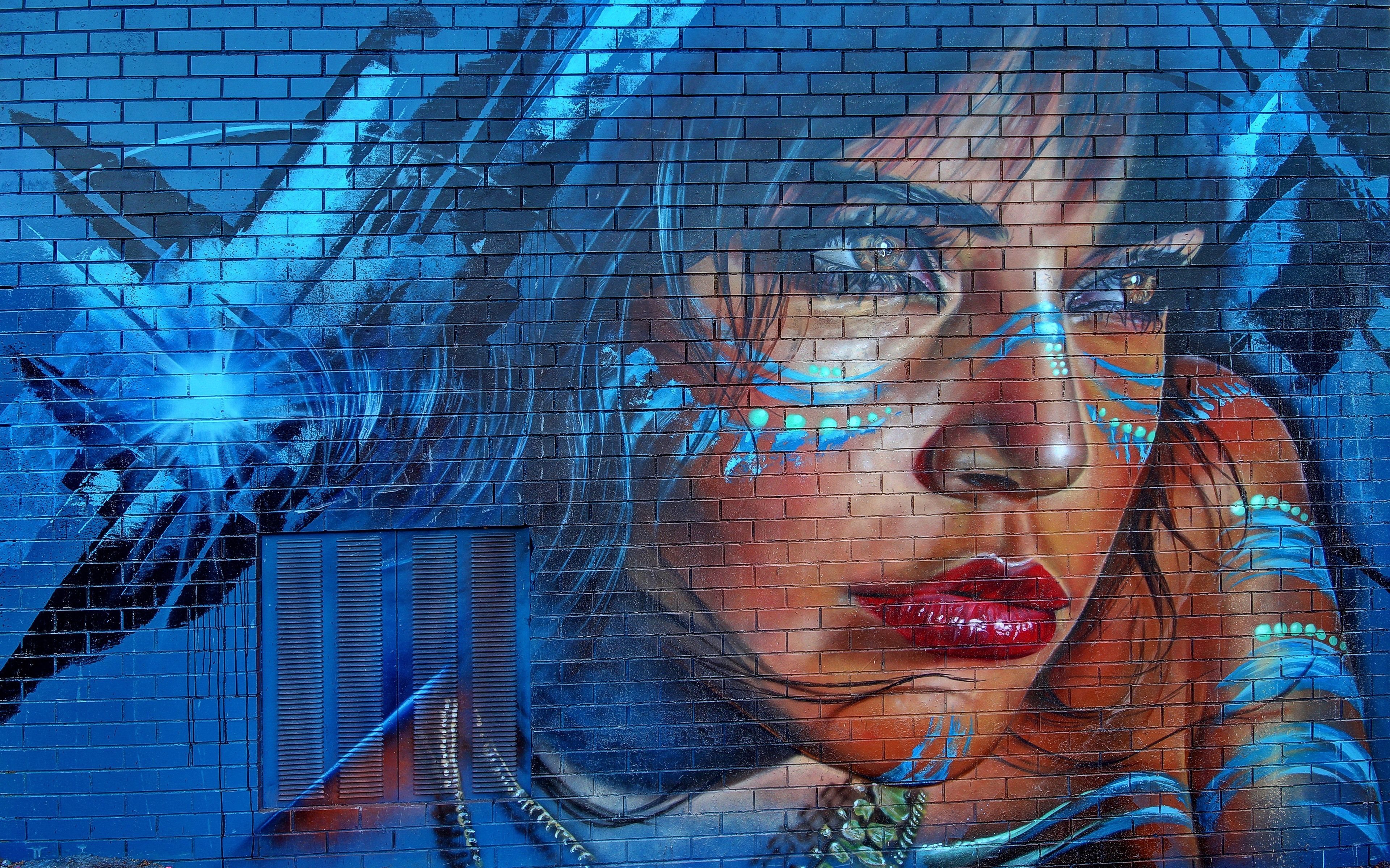 Graffiti, Girl, Wall, Texture - Street Art - HD Wallpaper 