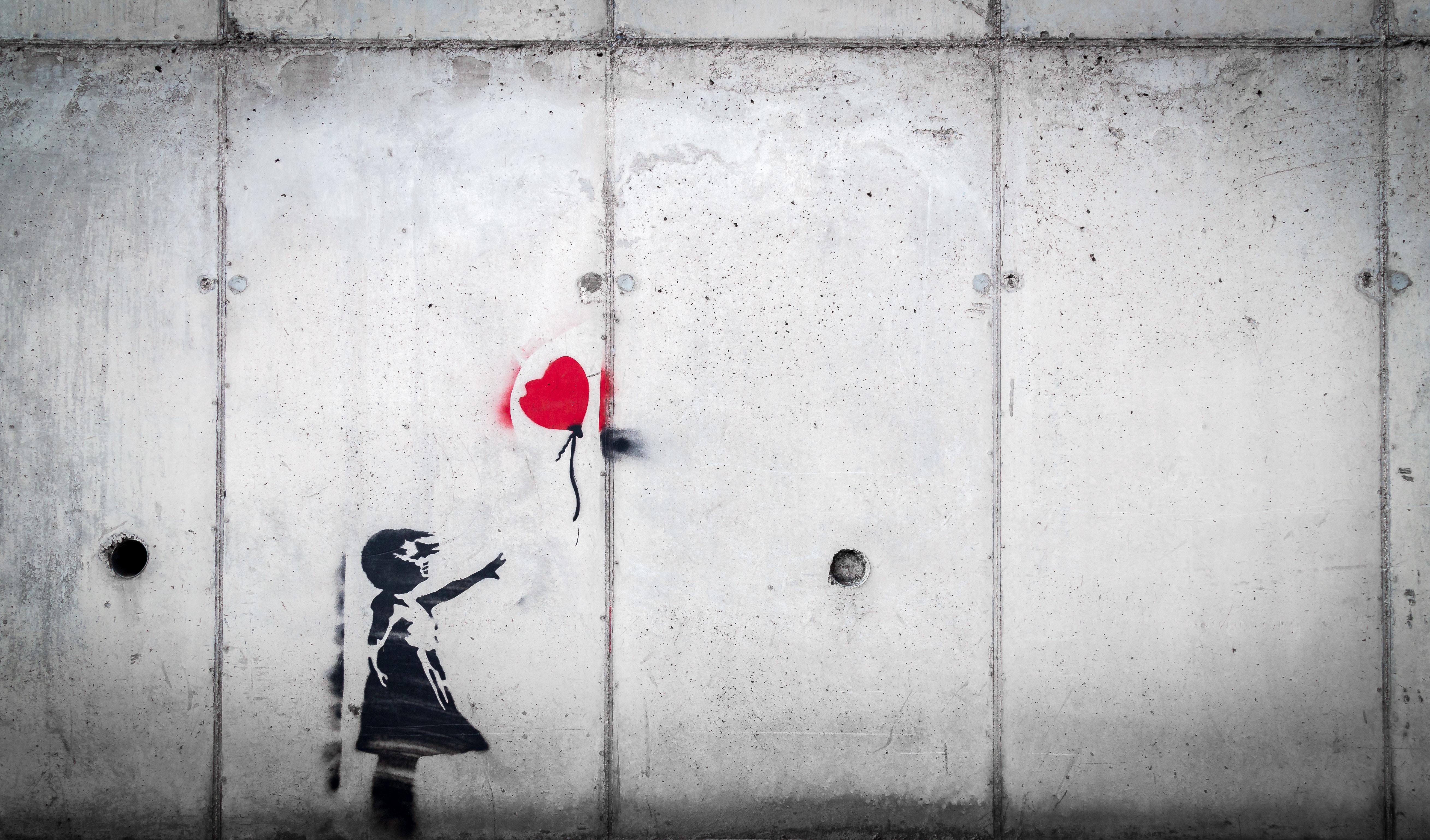 Graffiti, Child, Balloon, Love, Street Art - HD Wallpaper 