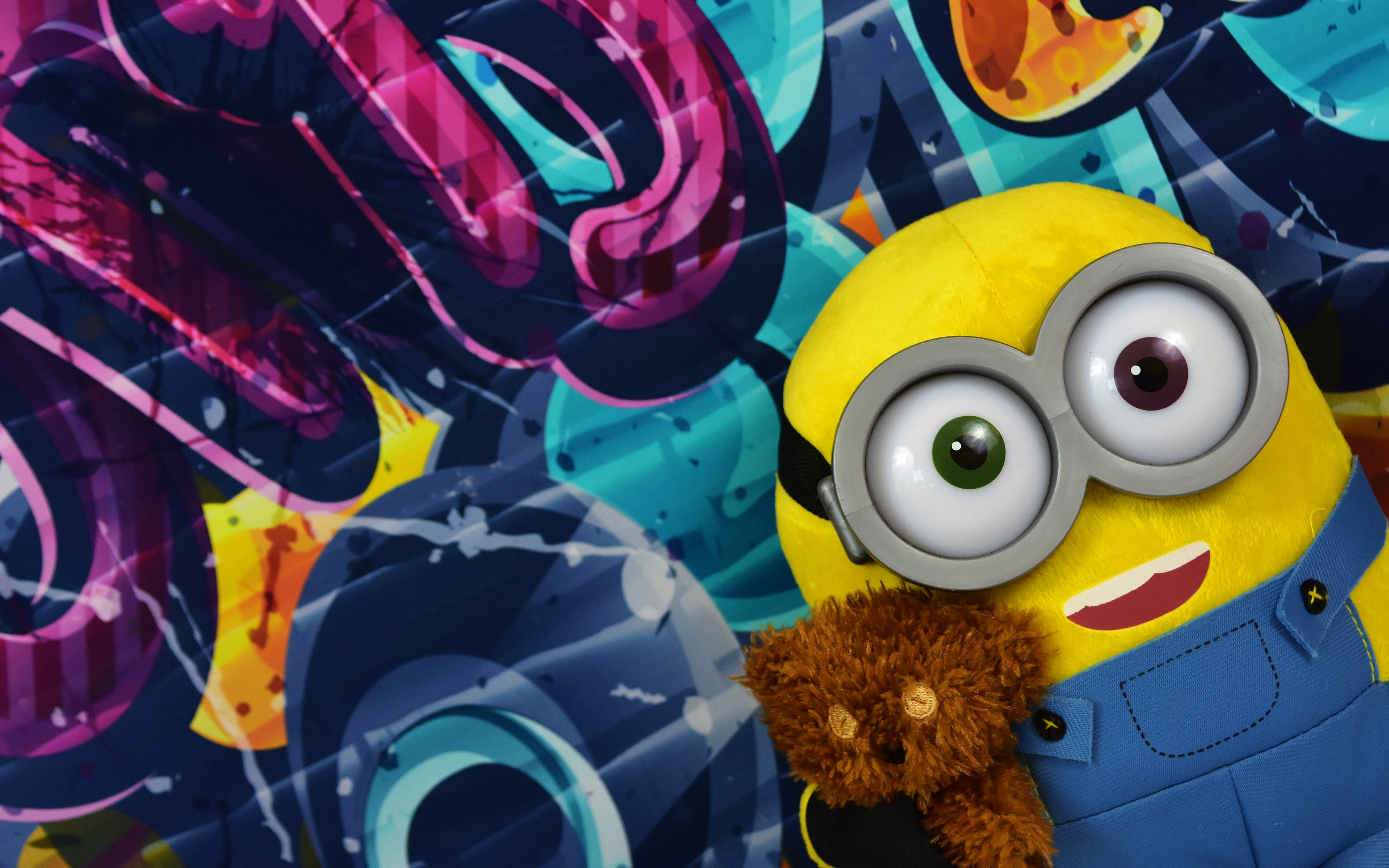 4k, Minion, Graffiti, Toys, Minions, Despicable Me, - Grafiti Minion Download - HD Wallpaper 