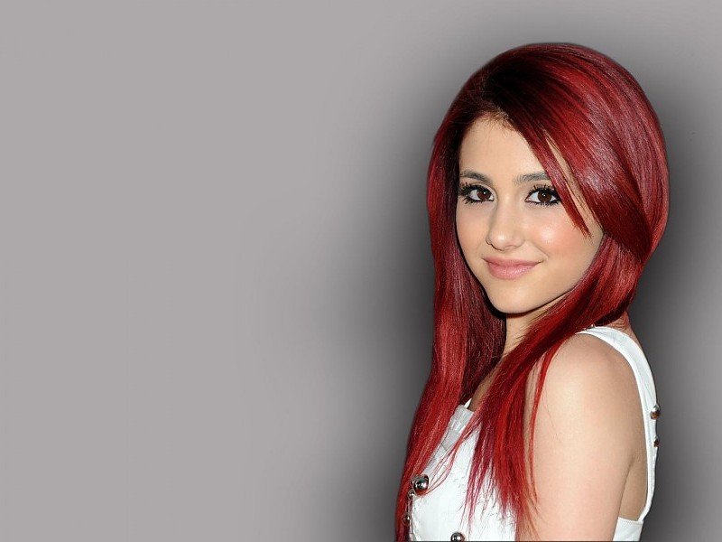 Ariana Grande Gray Wallpaper - Ariana Red Hair - HD Wallpaper 