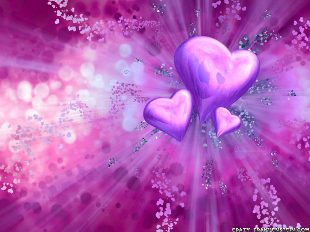 Pink And Purple Hearts Background - HD Wallpaper 