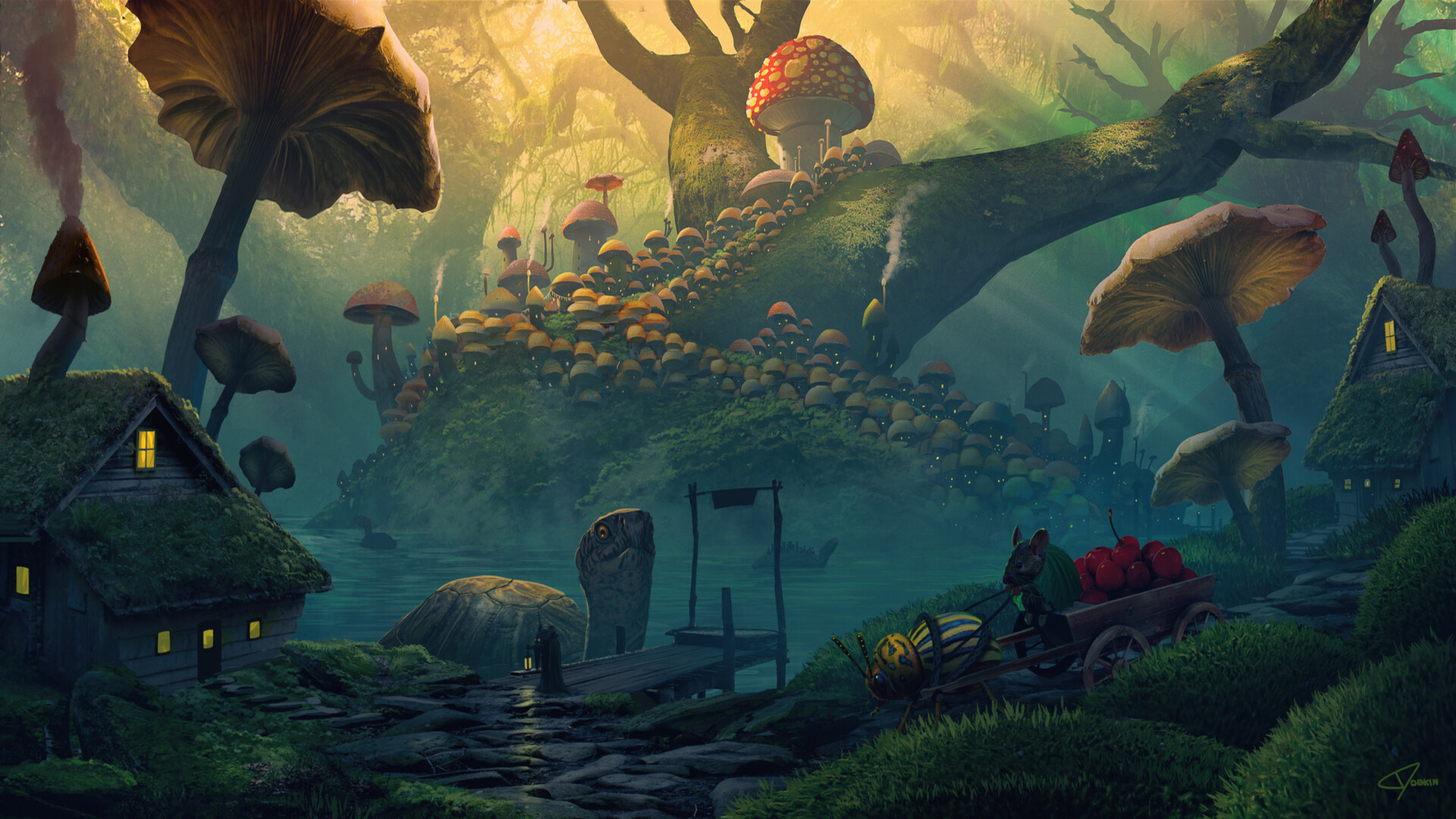 Mushroom Kingdom Background Art - HD Wallpaper 