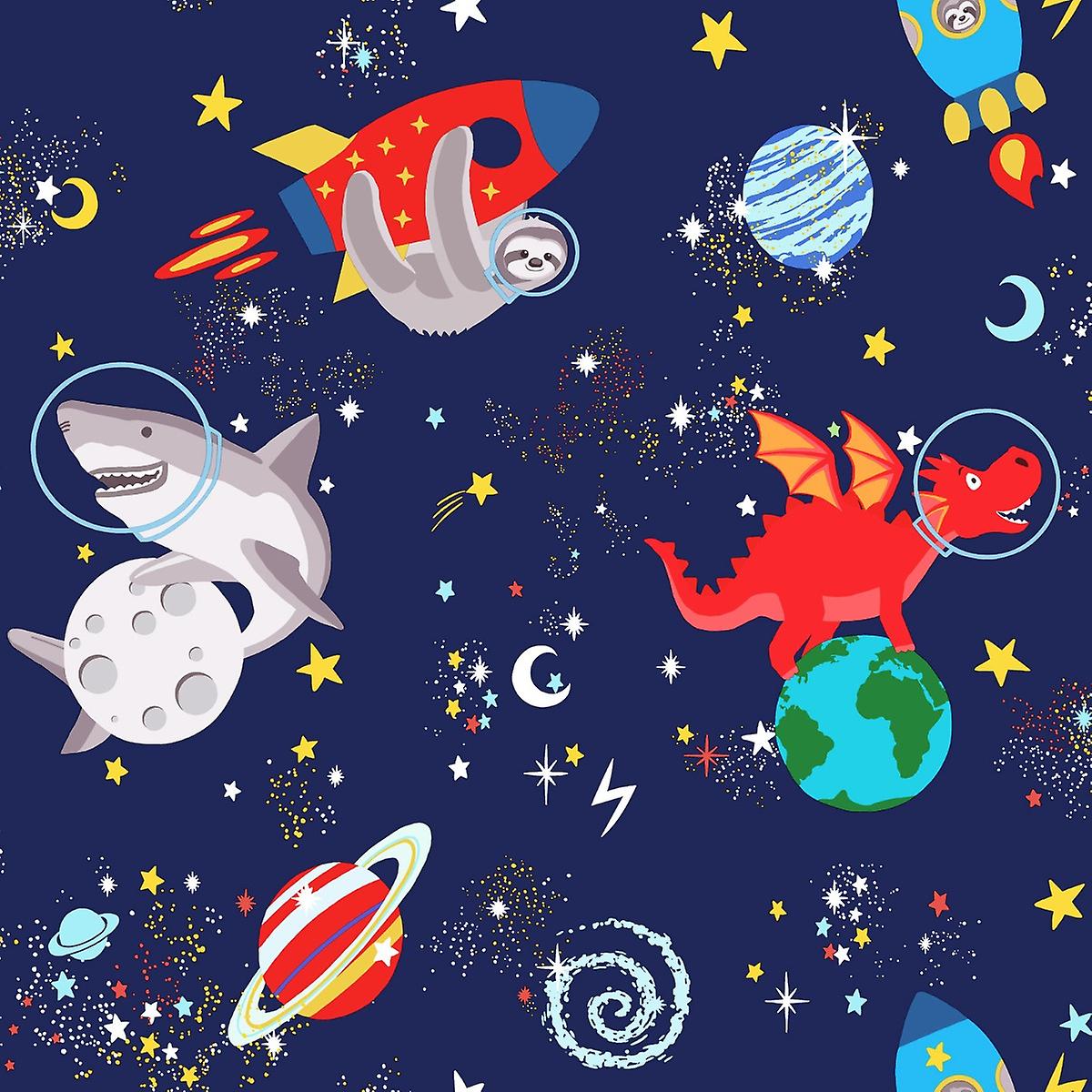 Over The Rainbow Space Animals Glow In The Dark Wallpaper - Space Animals - HD Wallpaper 