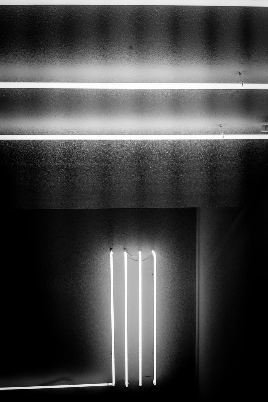 Greyscale Photography Of Lighted Fluorescent Lamps - Light - HD Wallpaper 