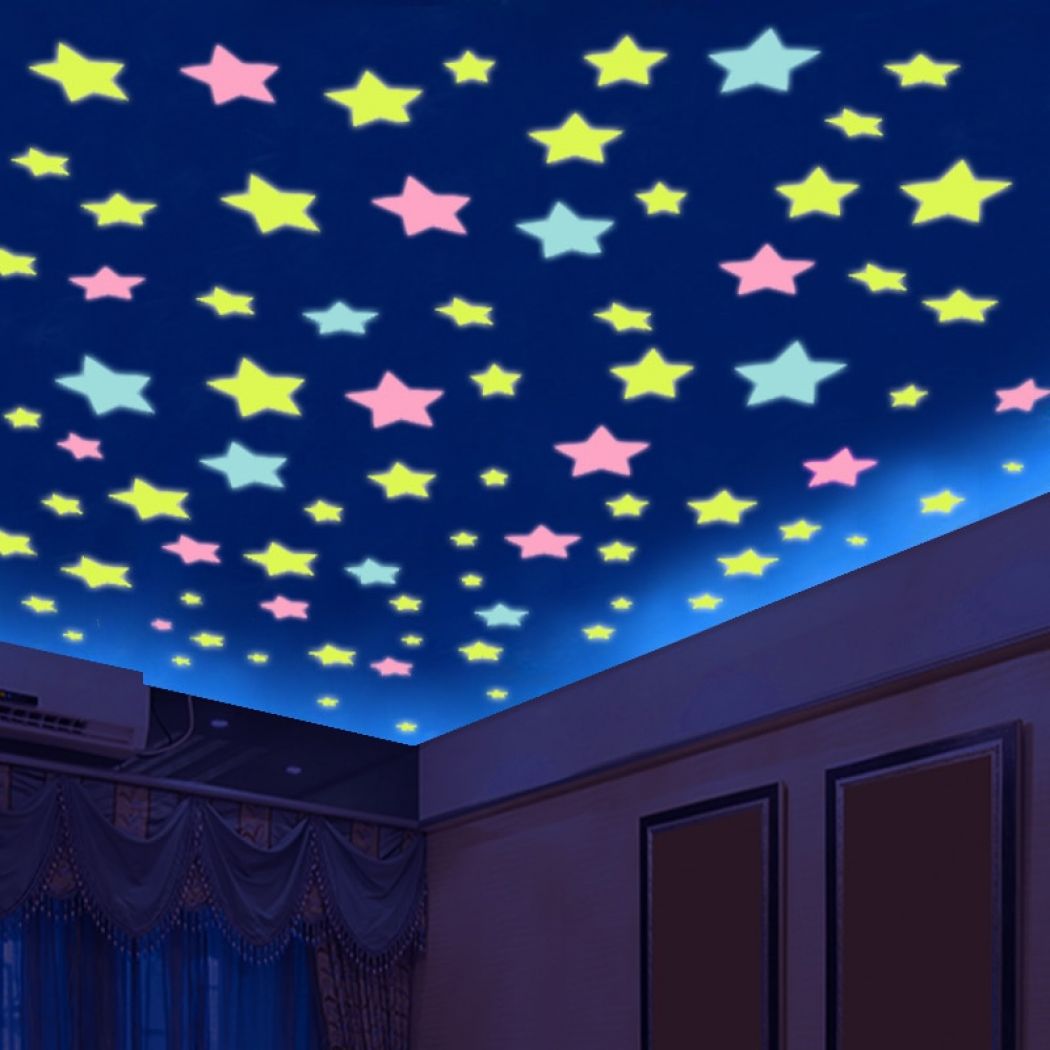 Senarai Harga 50pcs 3d Stars Glow In Dark Luminous - Stars Glow In The Dark - HD Wallpaper 