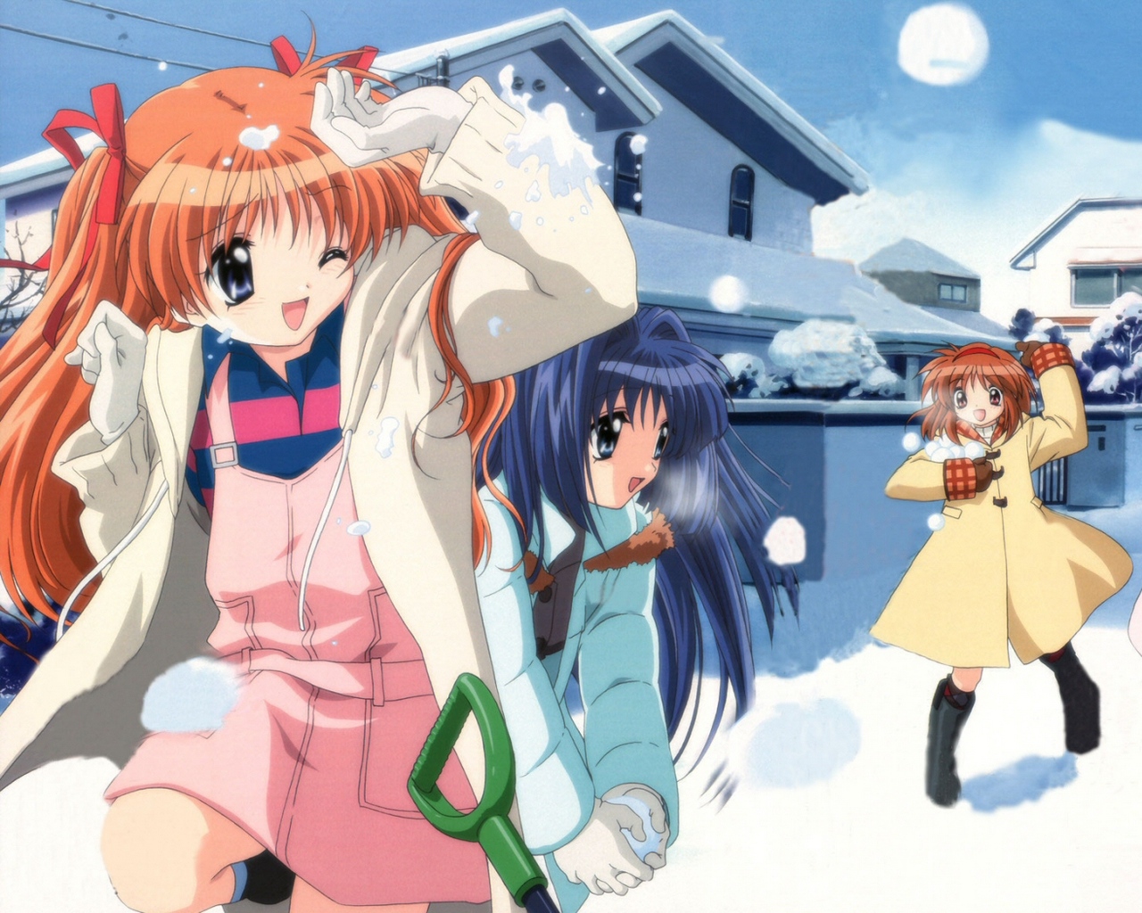 Wallpaper Girl, Winter, Snow, Game, Snowball Fight, - Kanon Anime - HD Wallpaper 
