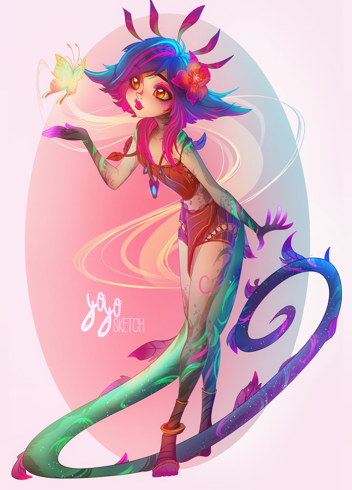 Neeko By Yoyo Sketch Hd Wallpaper Background Fan Art - Neeko League Of Legends Fan Art - HD Wallpaper 