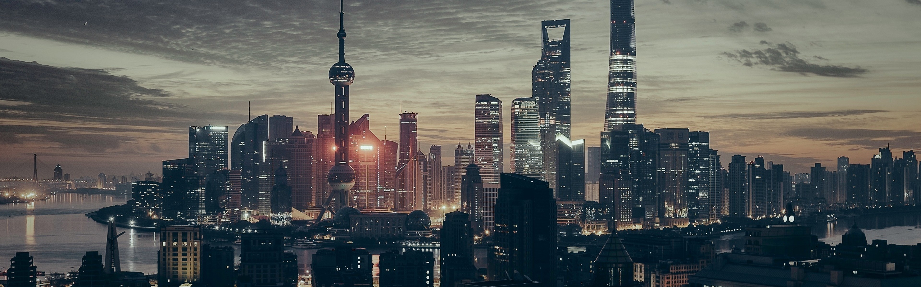 Wallpaper Shanghai, China, Skyscrapers, Night, Panorama - HD Wallpaper 