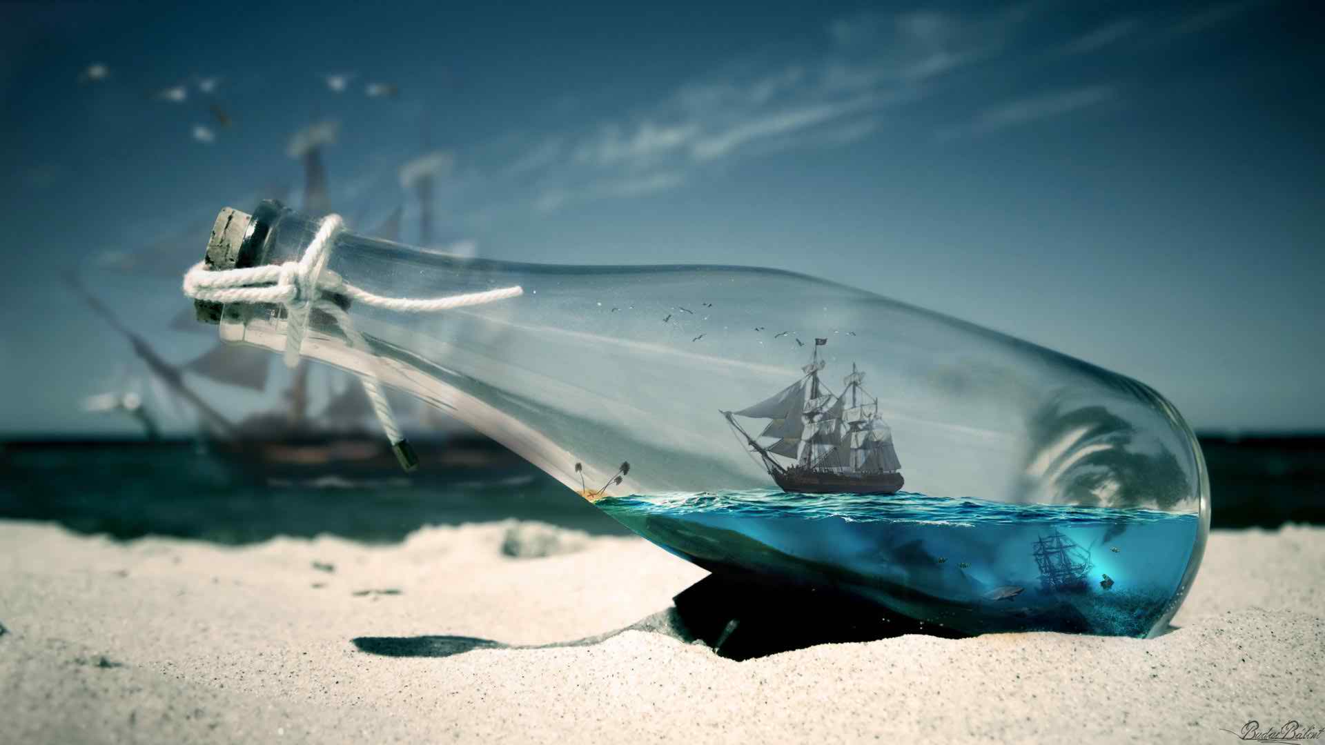 1080p Wallpaper - Pirates Of The Caribbean Bottle - HD Wallpaper 