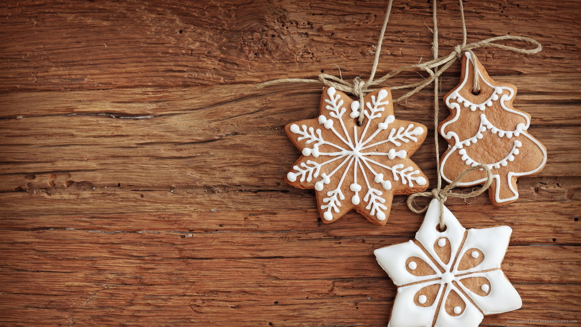 Christmas Cookies On Wood - HD Wallpaper 