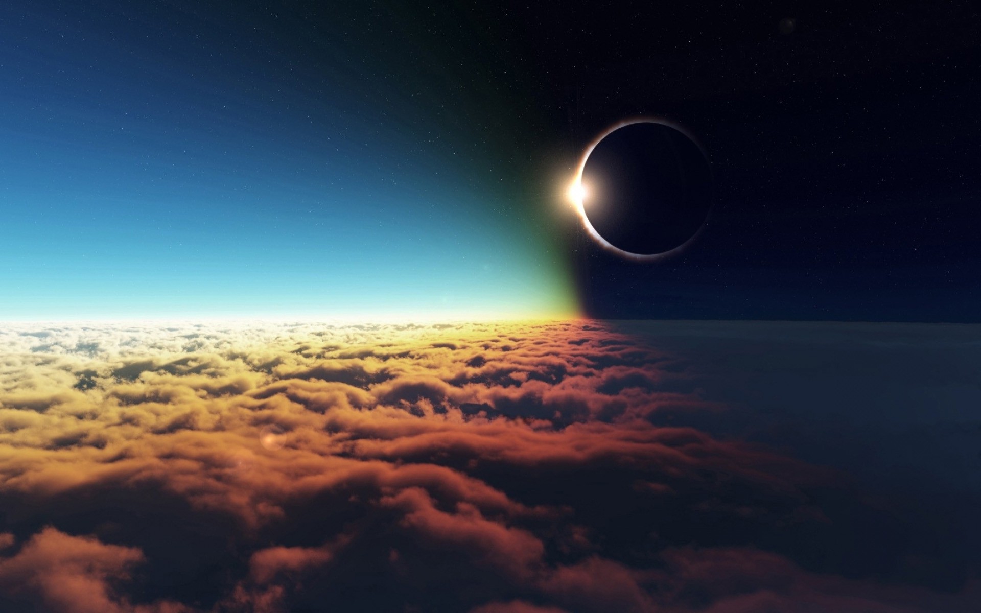 Solar Eclipse Above Clouds - HD Wallpaper 