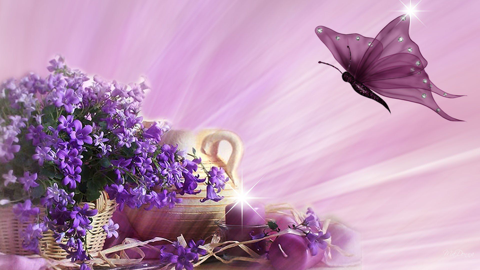 Spring Flowers And Butterflies - HD Wallpaper 