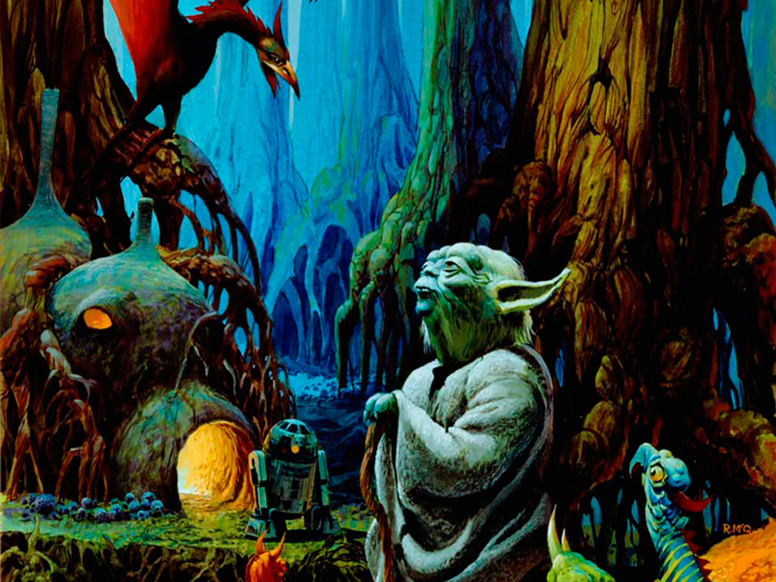 Wallpaper Con El Maestro Yoda Y Animales - Star Wars A Poster Collection - HD Wallpaper 