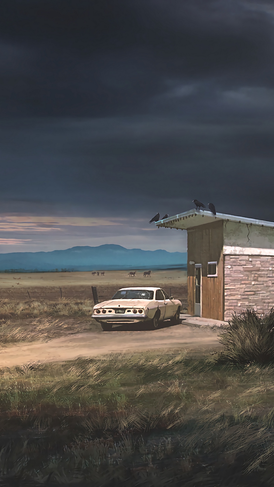 Wallpaper Ranch, Car, Building, Country, Landscape, - Rainy Clouds Wallpaper Iphone X - HD Wallpaper 