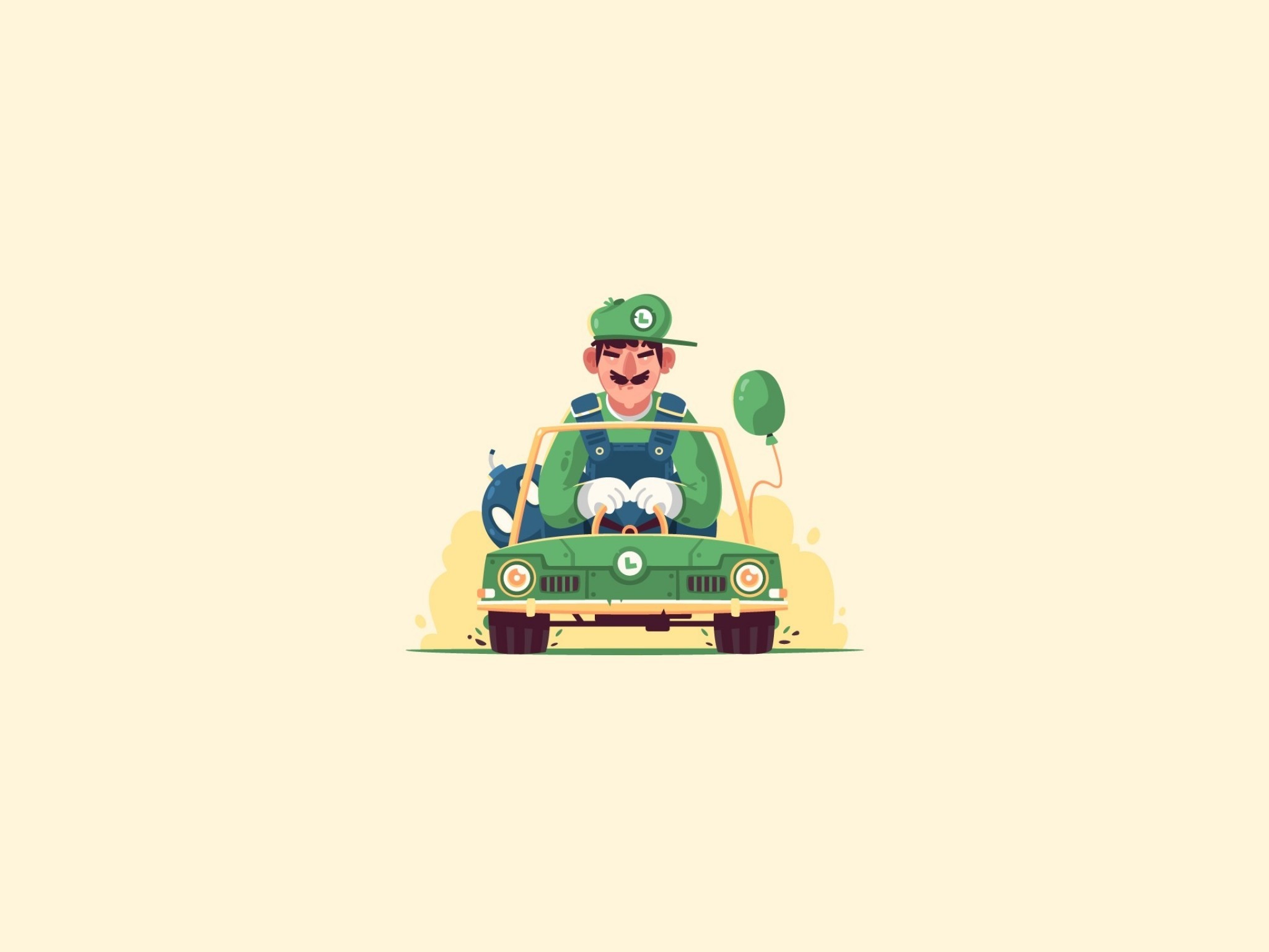 Mario Kart, Luigi, Minimalistic - Iphone Mario Kart - HD Wallpaper 