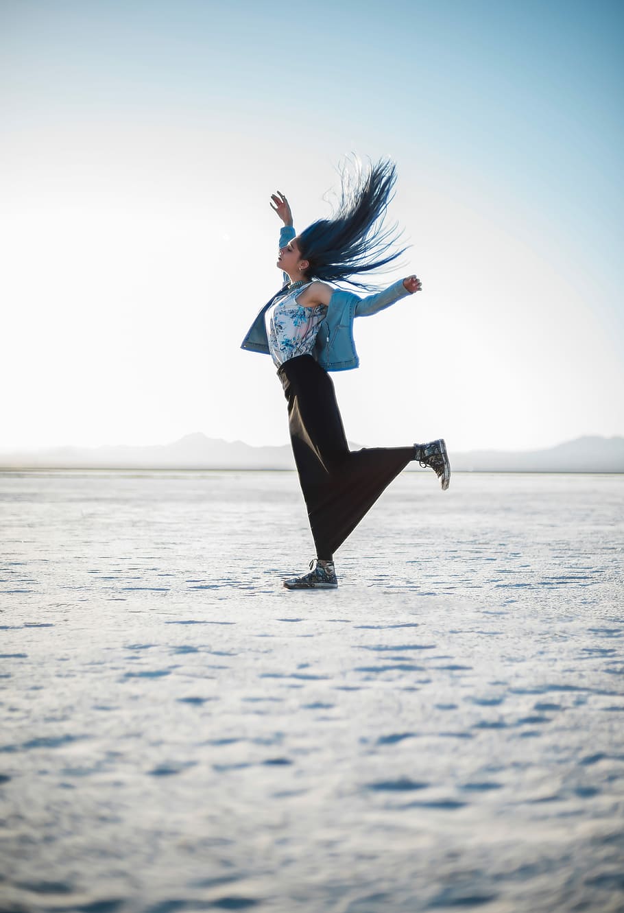 The Moment Of Freedom, Woman Lifting Left Leg On Ice - Give Yourself Permission To Move - HD Wallpaper 