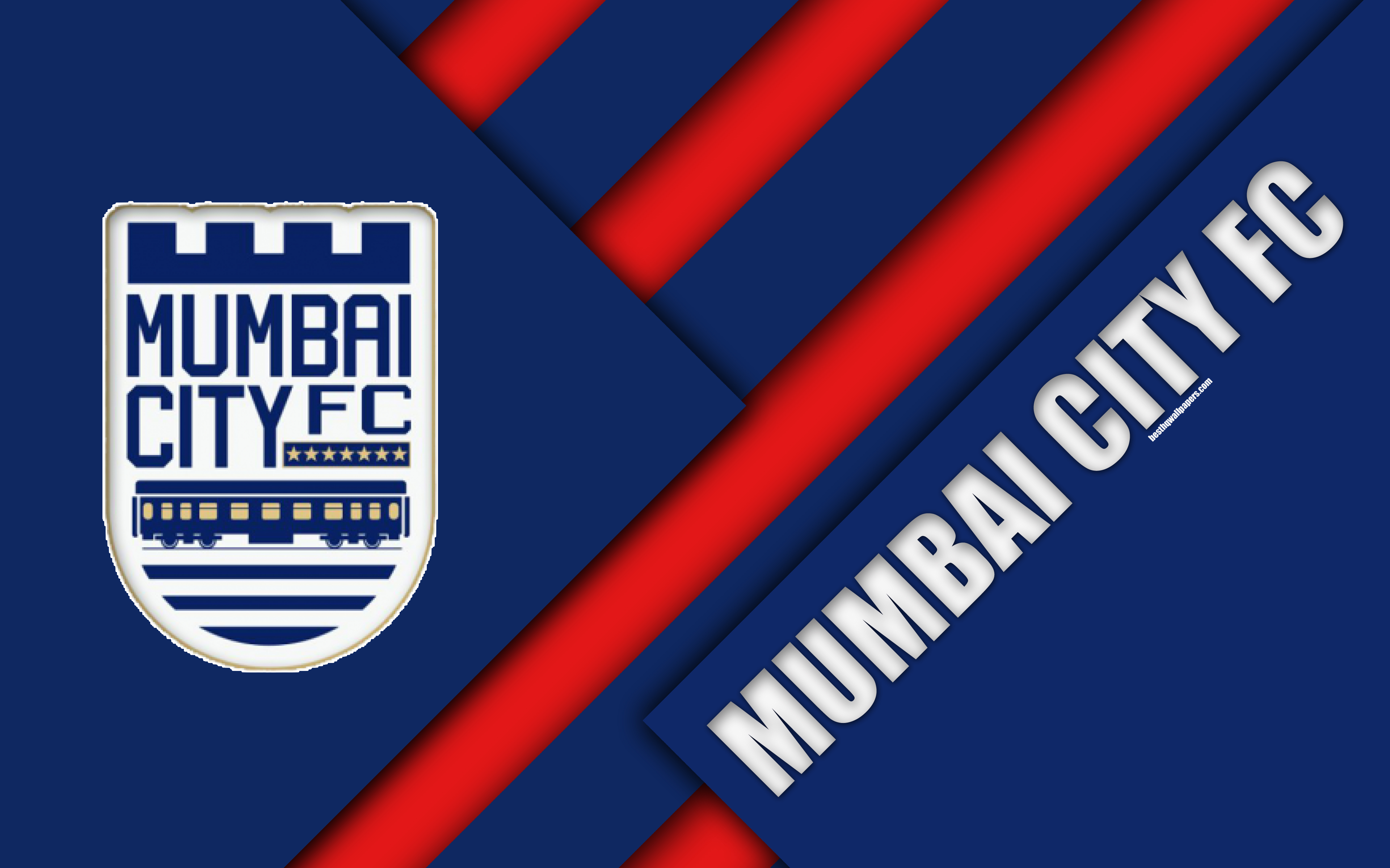 Mumbai City Fc, 4k, Logo, Material Design, Blue Red - Logo Mumbai City Fc - HD Wallpaper 
