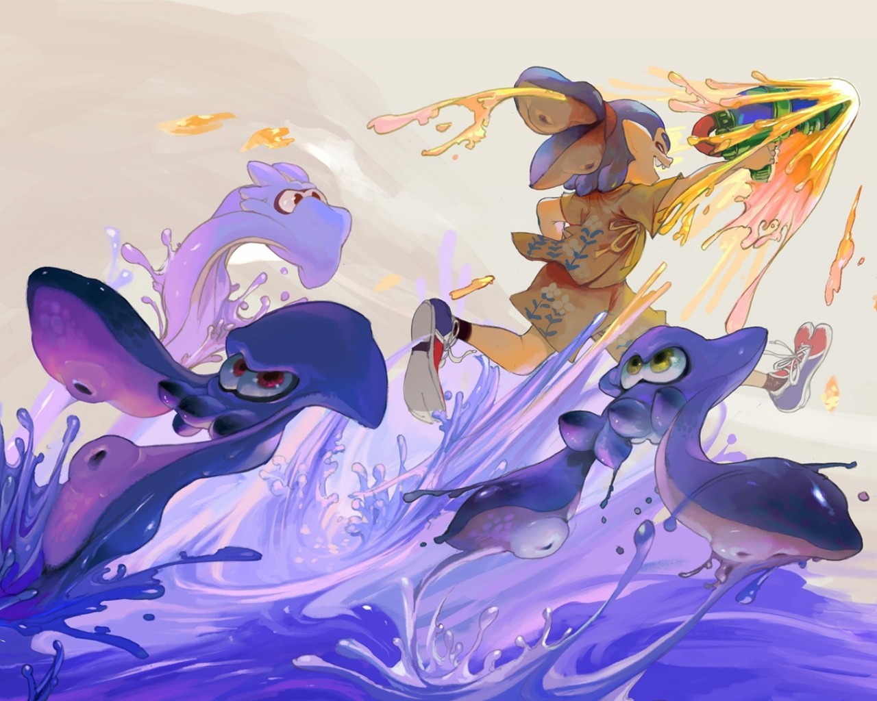 Splatoon, Creatures, Running, Console Games - Imagens De 2560x1440 Splatoon - HD Wallpaper 